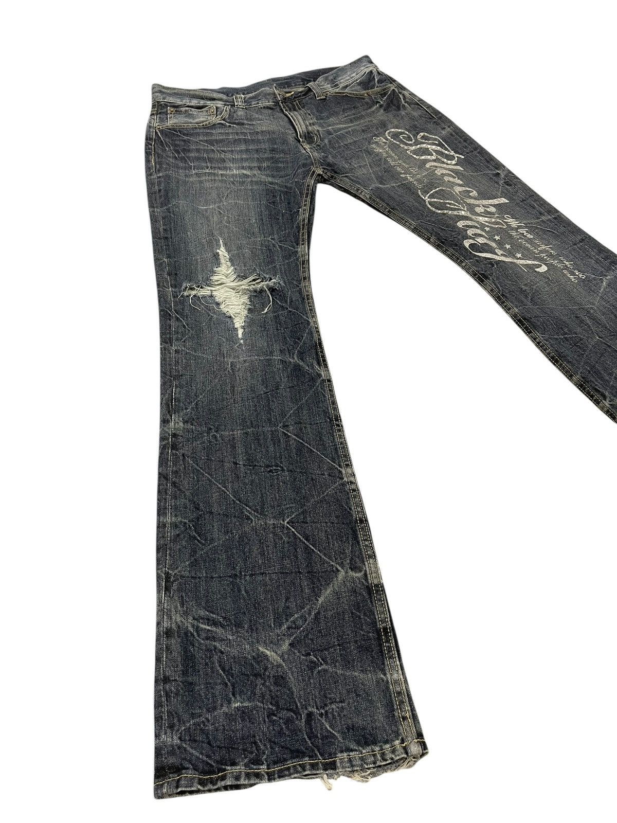 Flare Jeans Black Surf Faded Distress Boot Cut 2🟦6