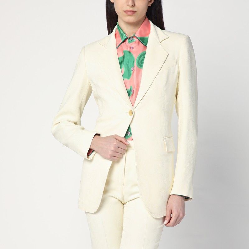 Etro Etro White Jacquard Jacket With Crossover Detail Size S / US 4 / IT 40 - 1 Thumbnail