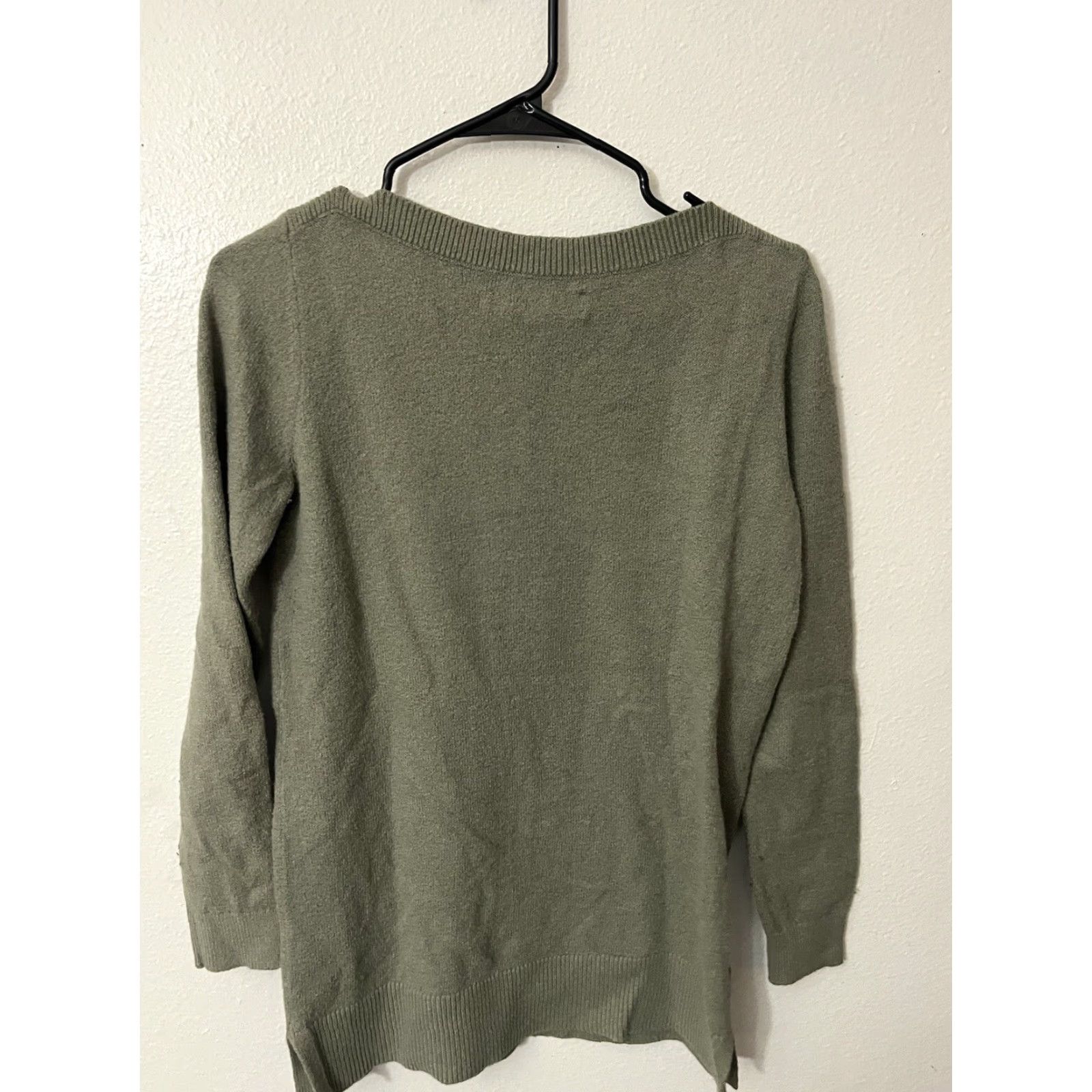 Ann Taylor VINTAGE Ann Taylor Loft Womens Long Sleeve Boat Neck T-Shirt Casual Cotton Blend Green 90s Small Size S / US 4 / IT 40 - 3 Thumbnail