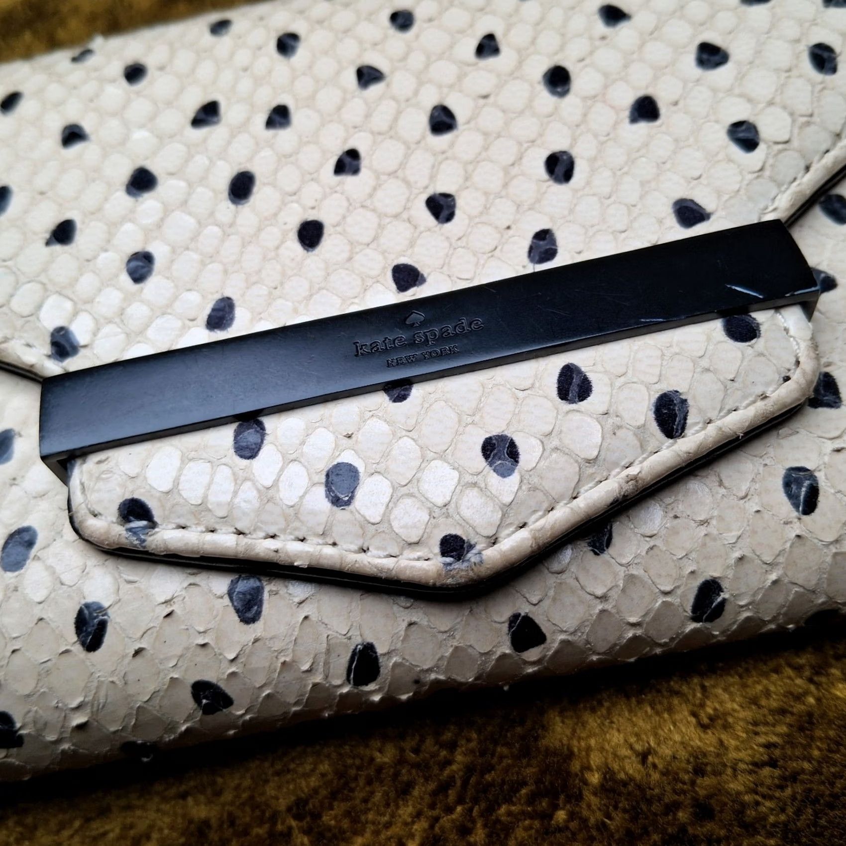 Vintage VINTAGE kate spade new york Kennedy Street Snake Wallet Trifold Ivory Black Dots Leather Woman Wallet Size ONE SIZE - 3 Thumbnail