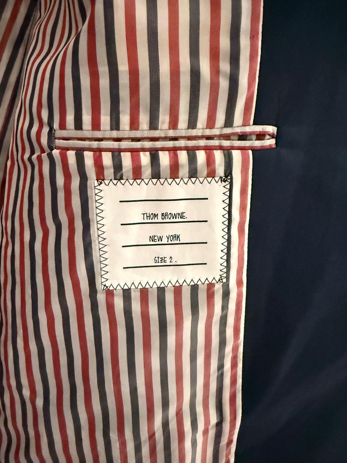 Thom Browne Thom Browne Navy Jacket – Signature Stripe Lining – Size 2 Size US M / EU 48-50 / 2 - 5 Thumbnail