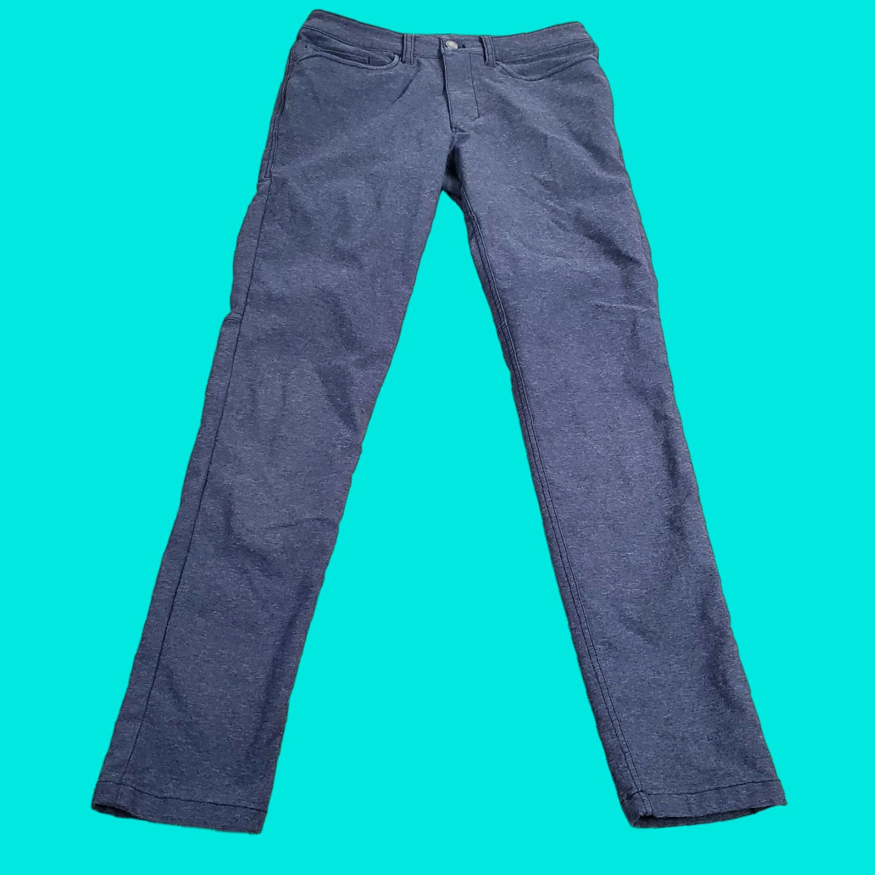 Lululemon Lululemon ABC Pant Skinny Tech Mens 30x31 Blue Heather Flat Front Logo Pants Chino Vintage No Size US 30 / EU 46 - 1 Thumbnail