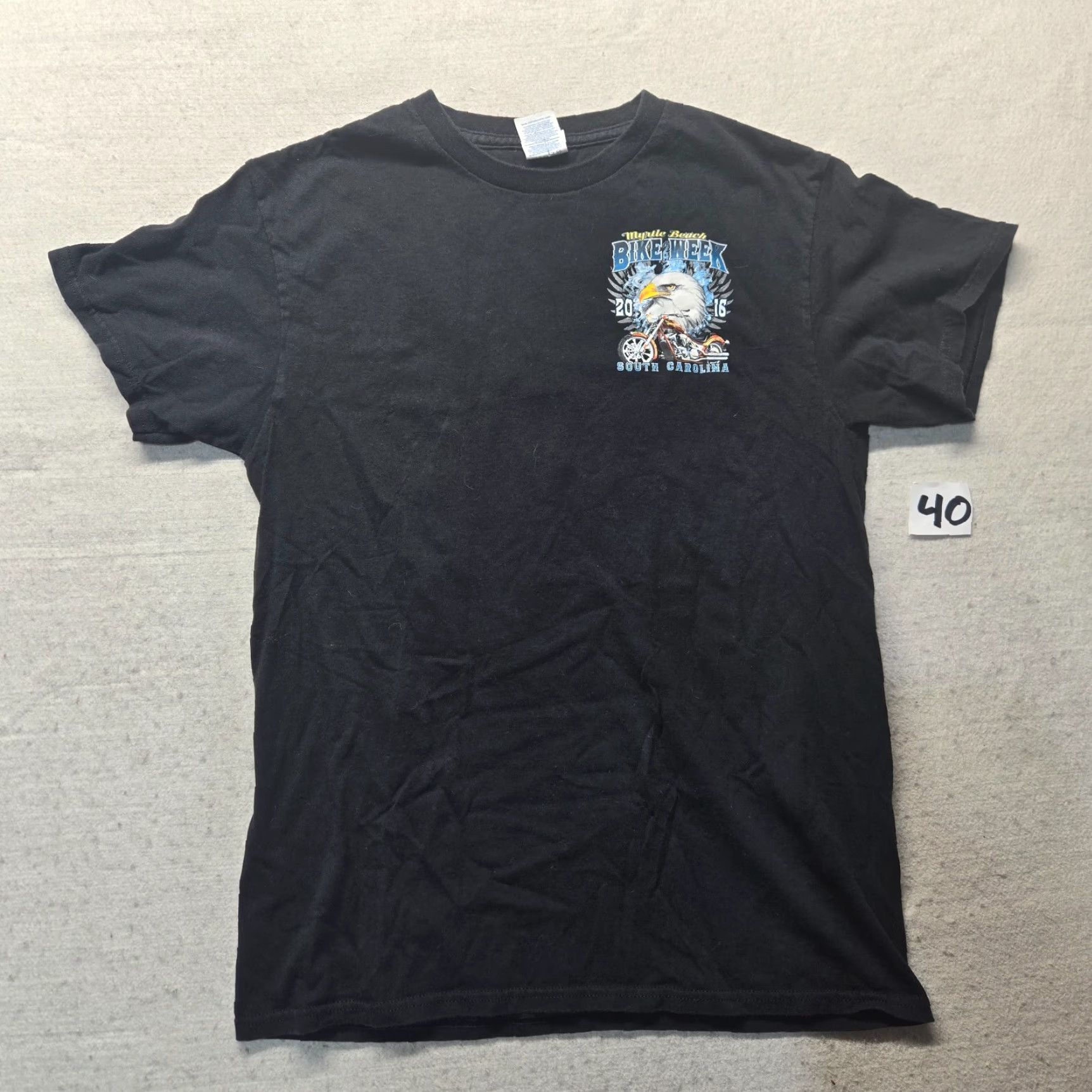 Vintage Carolina Shirt Men 2016 Myrtle Beach South Carolina Bike Week Short Sleeve Crew Neck Black M Medium Logo Graphic Print Century Size US M / EU 48-50 / 2 - 2 Thumbnail