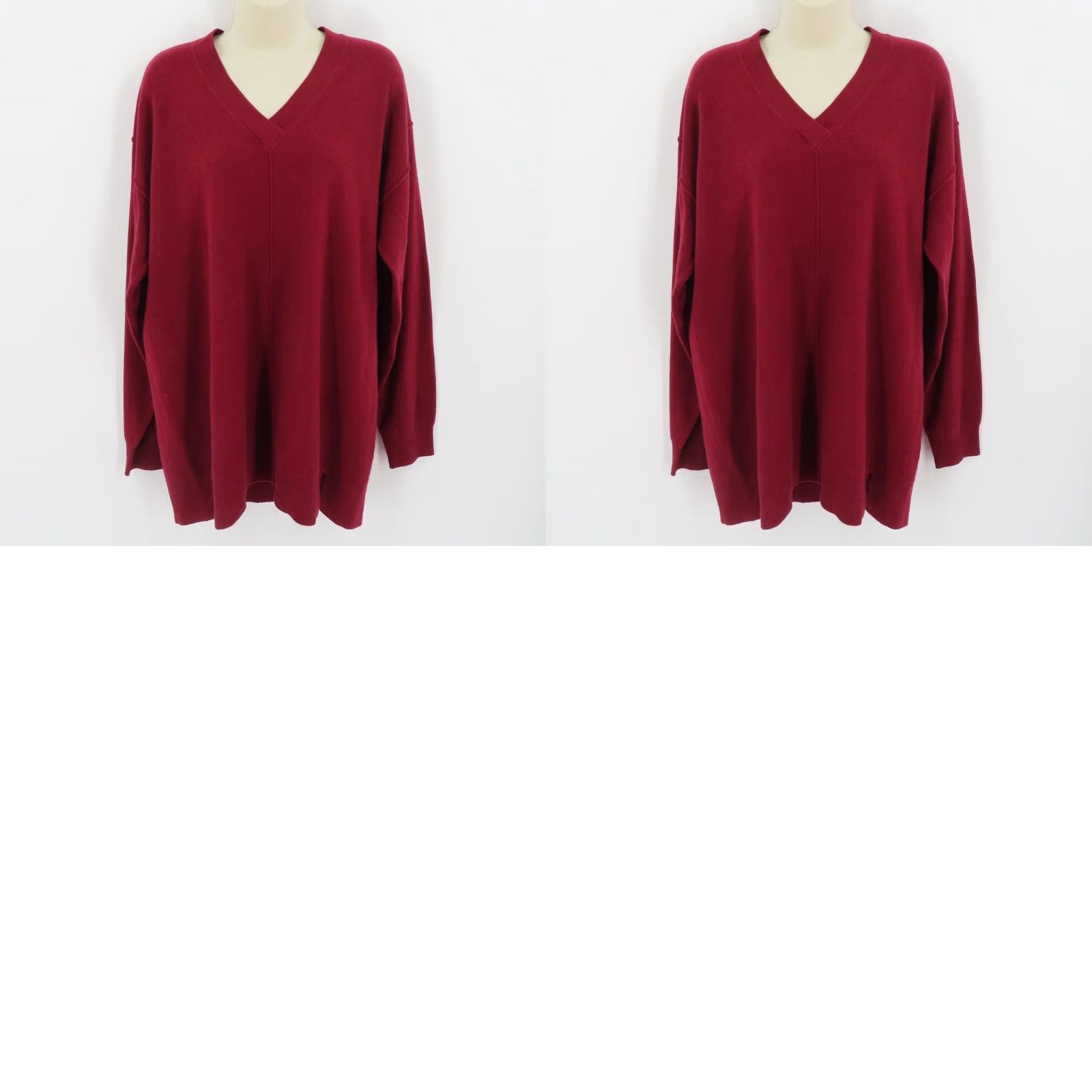 Joseph Joseph Womens Large Red V Neck Tunic Sweater All Soft Wool Pullover Tight Knit Size L / US 10 / IT 46 - 9 Thumbnail