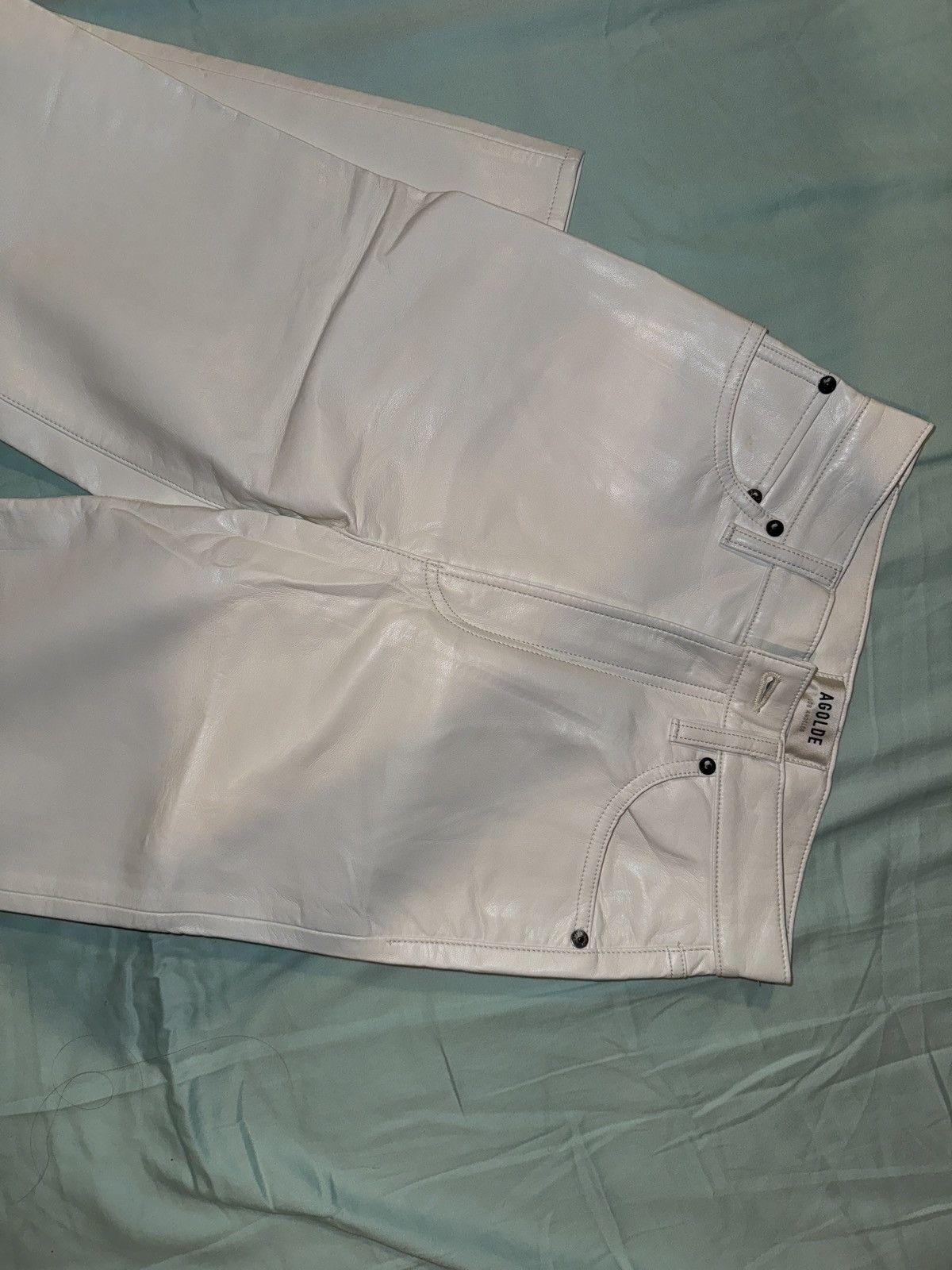Agolde Agolde White 90s Leather Pants Size 24" / US 00 / IT 34 - 2 Thumbnail