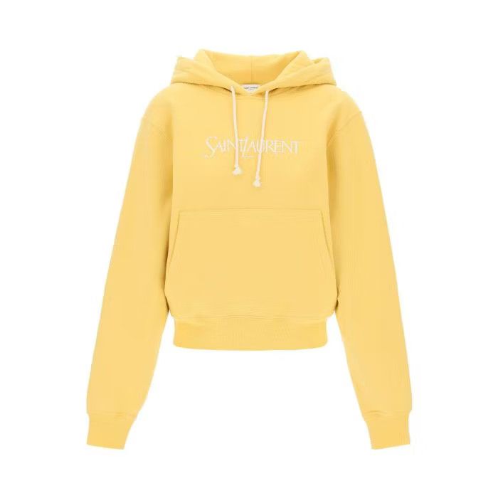 image of Saint Laurent Paris O1S22I1N0524 Hooded Sweatshirt In Yellow, Women's (Size Medium)