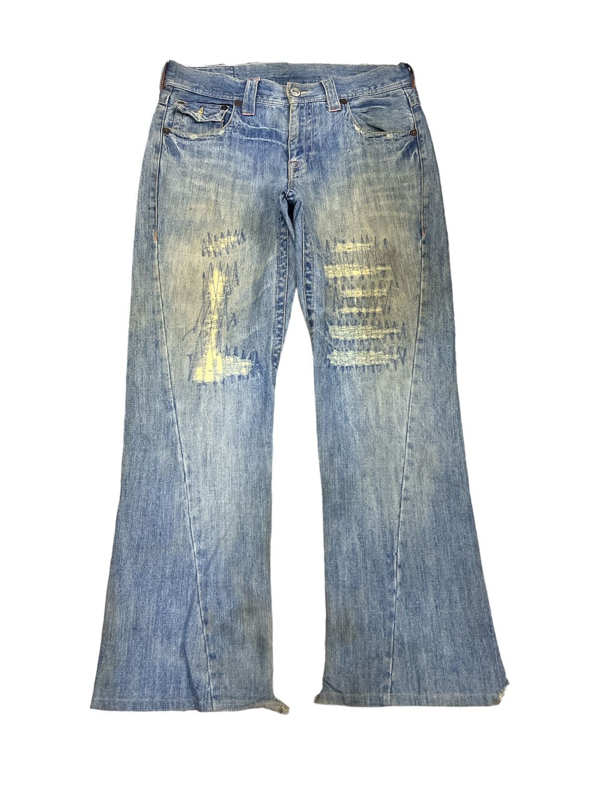 Designer × Hysteric Glamour × Japanese Brand FLARED🔥BIG BILL RIPPED DISTRESSED DENIM PANT Size US 32 / EU 48 - 1 Thumbnail