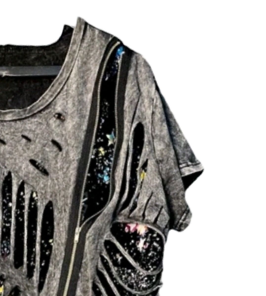 20471120 Double Layer Distressed Grunge Punk Trashed Tee Size US M / EU 48-50 / 2 - 2 Thumbnail
