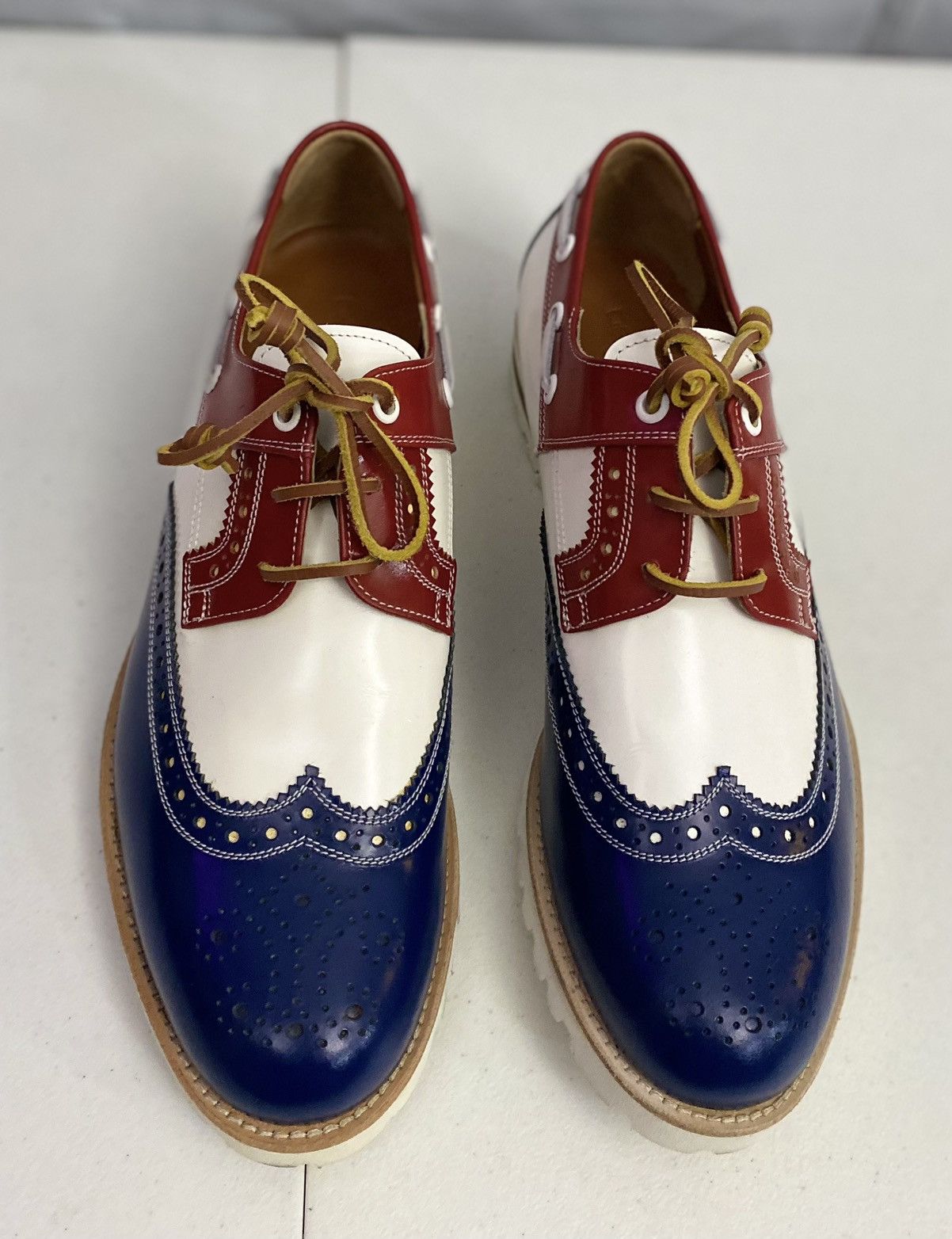 Dsquared2 Dsquared2 🇮🇹 R/W/B Leather Handmade Brogue Boat Shoes 8.5 NEW Size US 8.5 / EU 41-42 - 2 Thumbnail