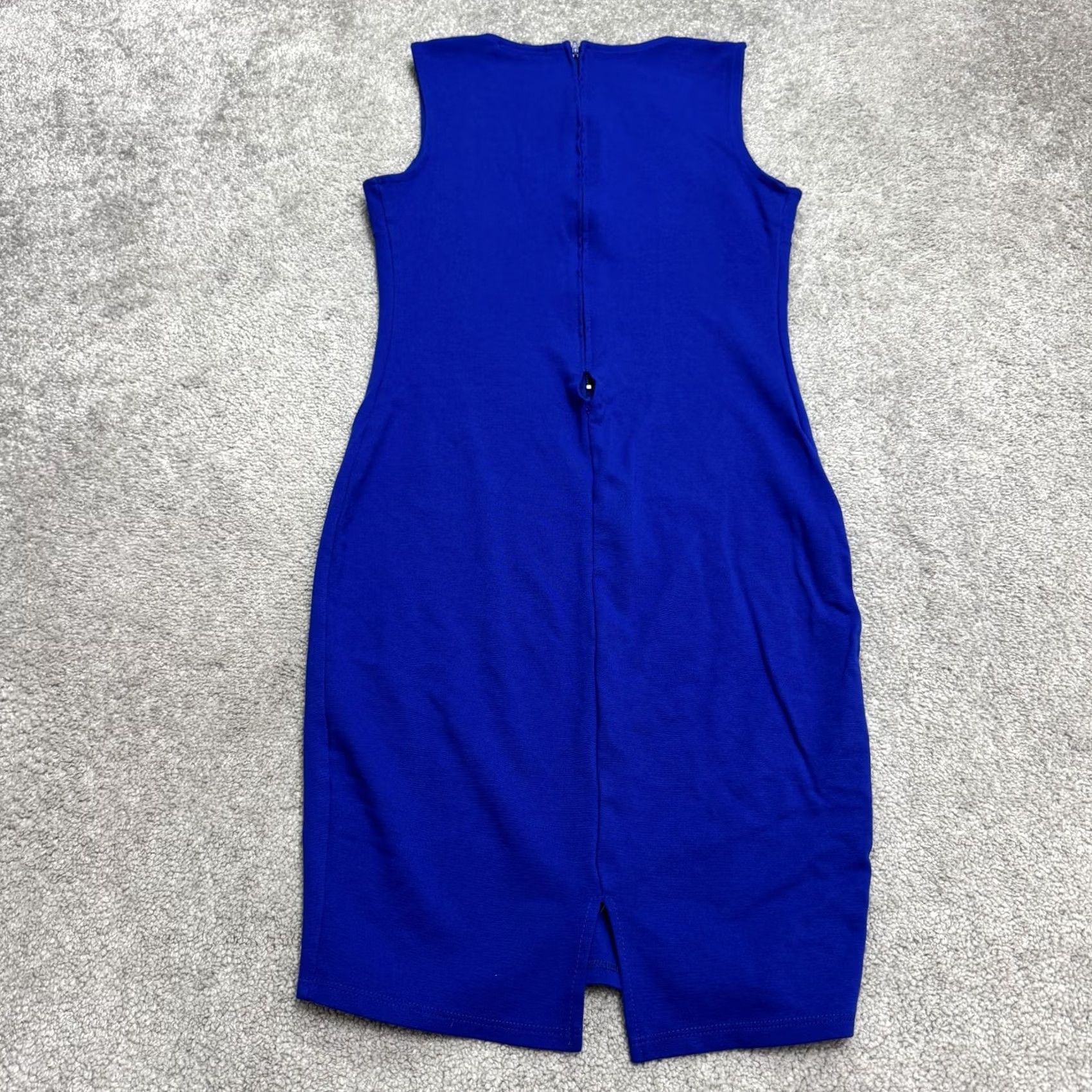 Vintage A'Gaci Bodycon Midi Dress Women Large Royal Blue Gold Accent Sleeveless Cut Out Size L / US 10 / IT 46 - 2 Thumbnail