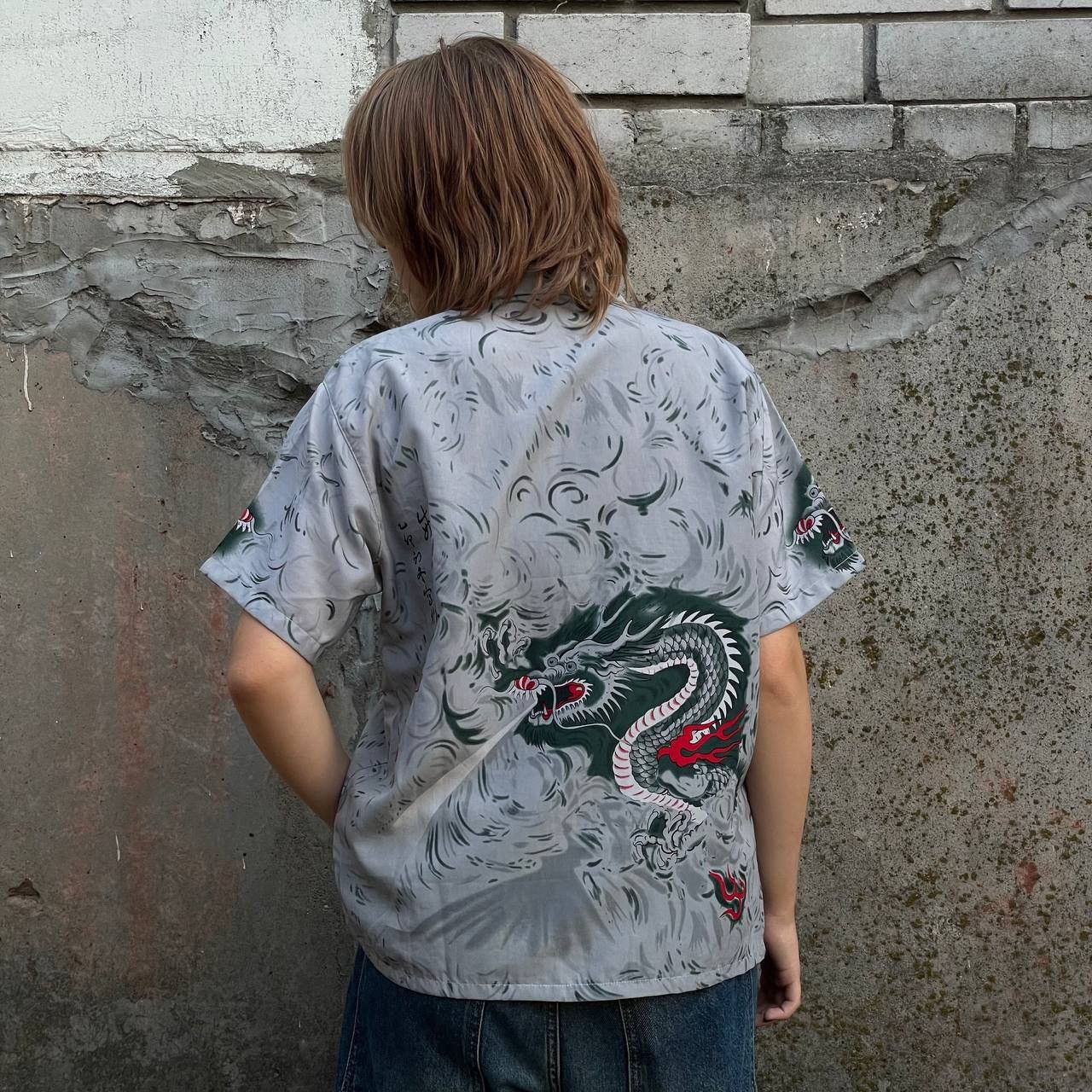 Japanese Brand × Vintage Vintage Shirts Dragon Green Size S Streetwear 90s Y2K Size US S / EU 44-46 / 1 - 2 Thumbnail