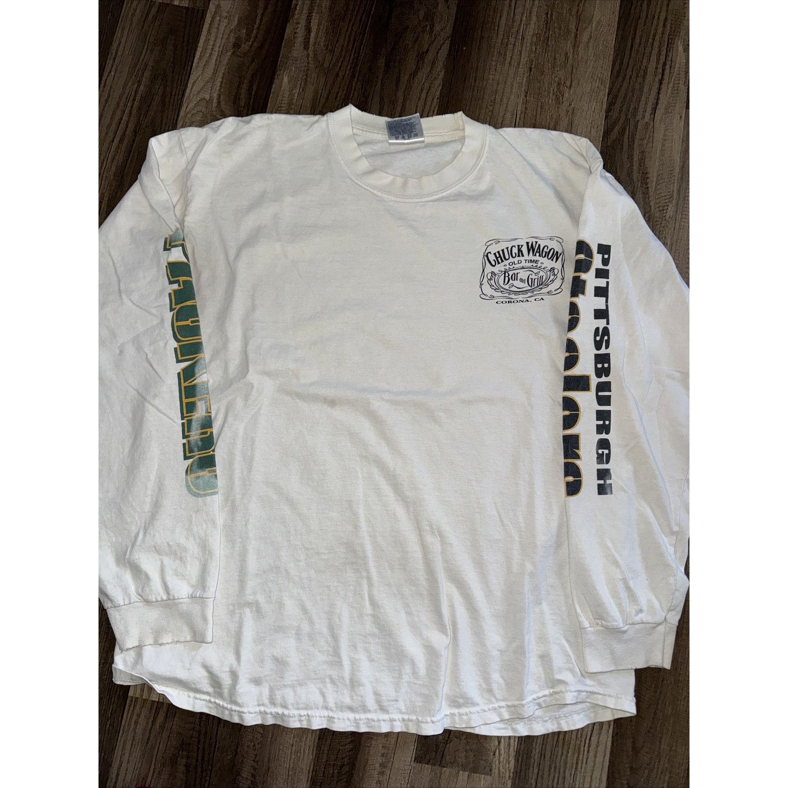Band Tees × NFL Steelers Packers Long Sleeve T-Shirt White Large Vintage Size US XL / EU 56 / 4 - 3 Thumbnail