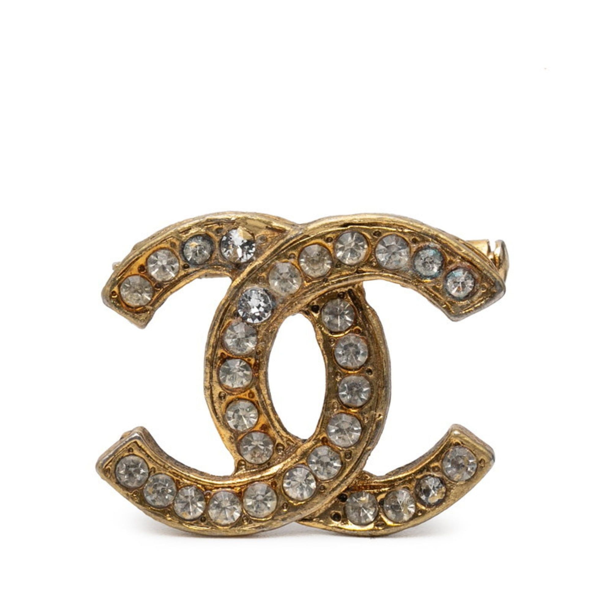 Chanel Chanel Coco Mark Rhinestone Brooch, Gold Plated, Women's, CHANEL Size ONE SIZE - 1 Thumbnail
