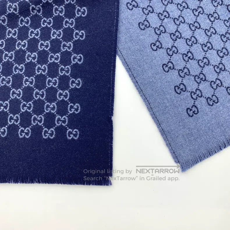 Gucci Gucci Dark blue logo jacquard full print wool scarf Size ONE SIZE - 3 Thumbnail