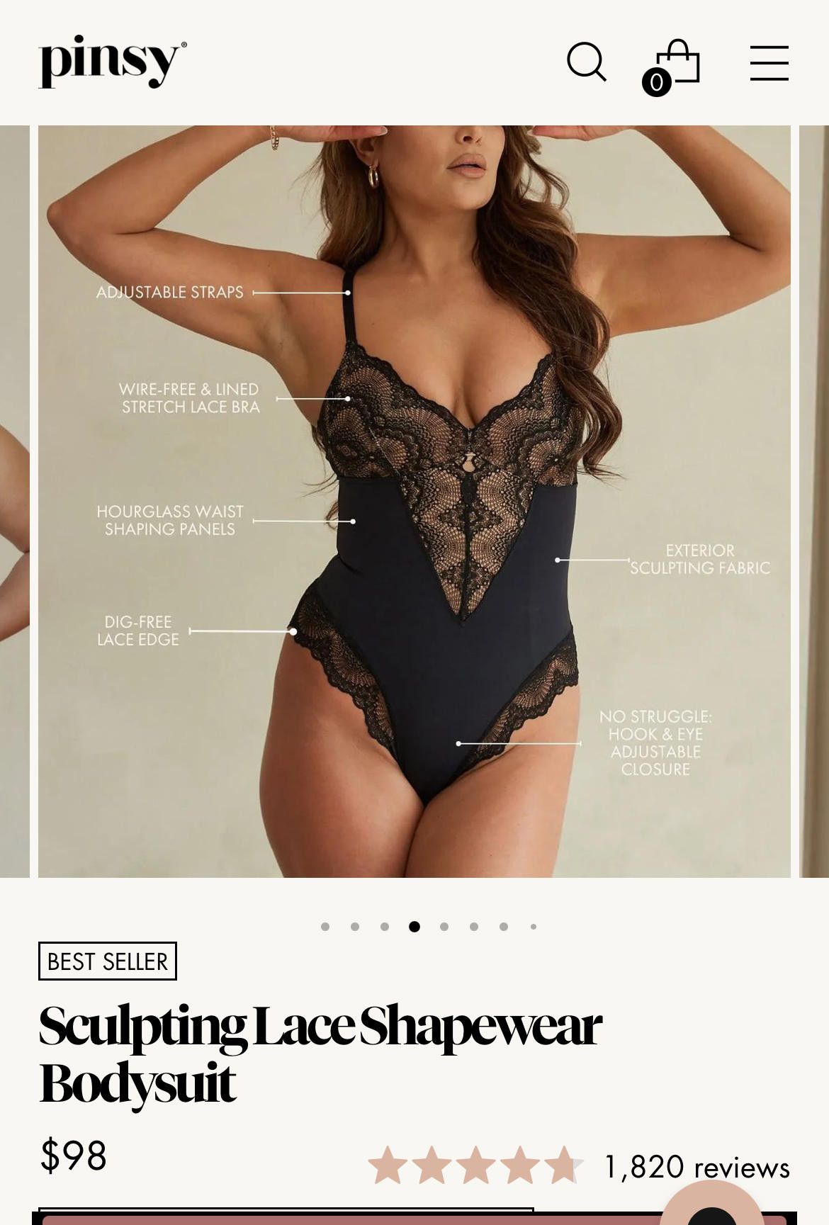 Designer Pinsy Sculpting Lace Shapewear Bodysuit Sz L Long Size ONE SIZE - 3 Thumbnail