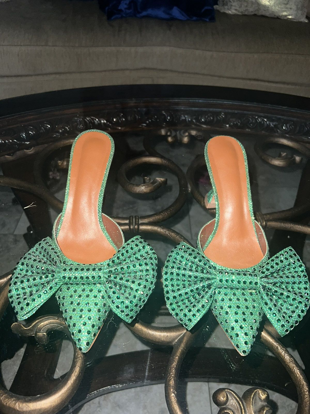 Other Crystal Emerald Green Kitten Mules Size US 8.5 / IT 38.5 - 2 Thumbnail