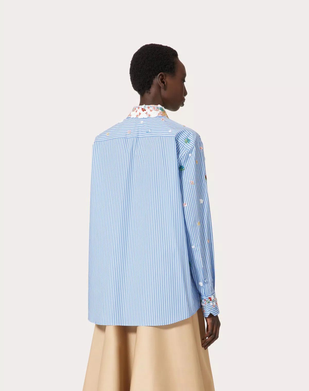 Valentino o1s1wg110625 Popeline Classic Stripe Shirt in Multicolor Size L / US 10 / IT 46 - 5 Thumbnail