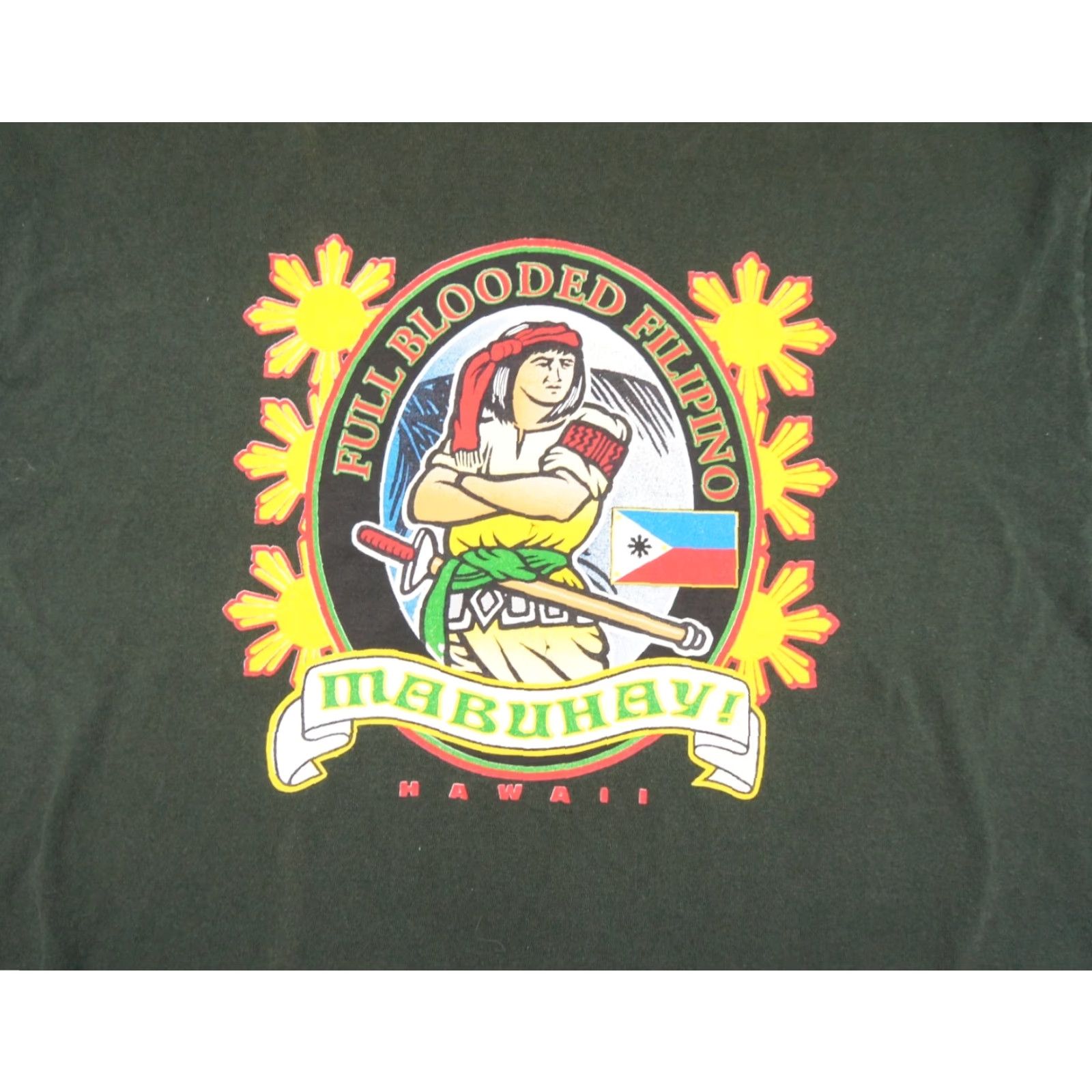 Gildan VINTAGE Filipino Shirt Mens Large Green Philippines Culture Tee Crewneck Adult Regular T-Shirt Men Vintage Graphic Logo All Seasons Size US L / EU 52-54 / 3 - 2 Thumbnail