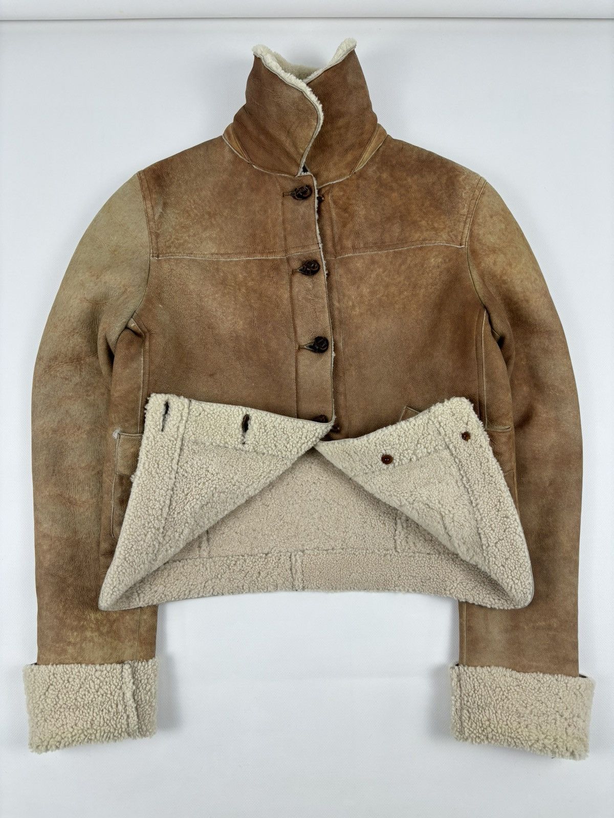 Miu Miu Y2K Dyed Sheep Fur Leather Coat Aviator Jacket Biker Bomber Size M / US 6-8 / IT 42-44 - 5 Thumbnail