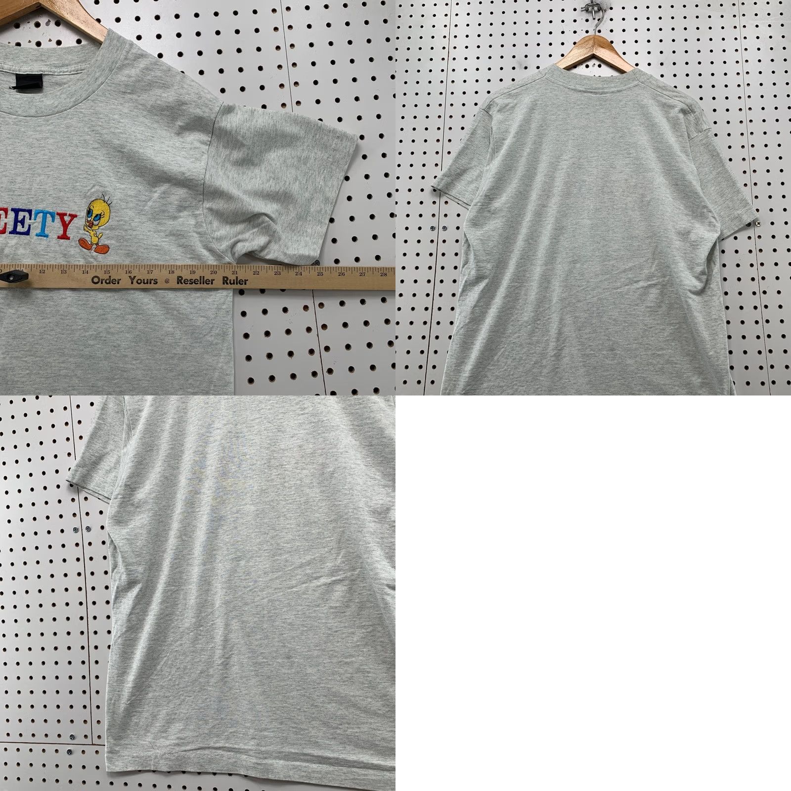 Fruit Of The Loom VINTAGE Looney Tunes Tweety T Shirt Mens M Gray Embroidered Short Sleeve Cotton 1990s Brand: Fruit of the Loom Size US M / EU 48-50 / 2 - 9 Thumbnail