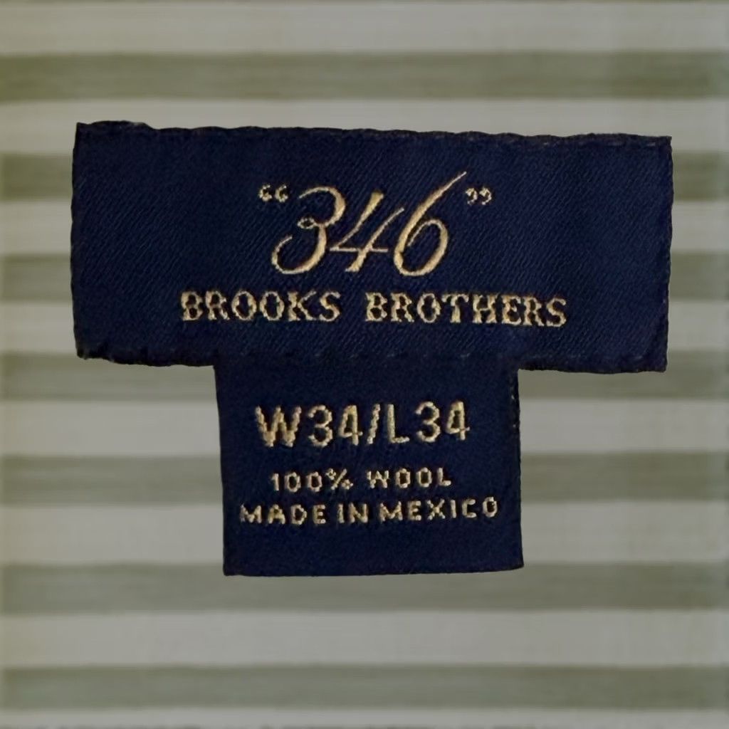 Brooks Brothers Dress Pants Mens 34x34 Gray Glend Plaid 100% Wool Cuffed, Men's