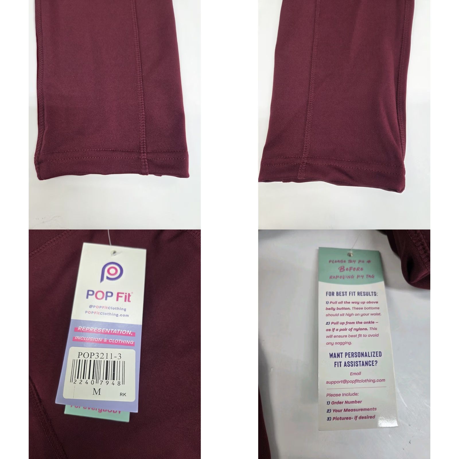 Vintage POP Fit Woman’s Leggings Capri Maroon High Rise Pockets Stretch Activewear Casual M Size 32" / US 10 / IT 46 - 8 Thumbnail