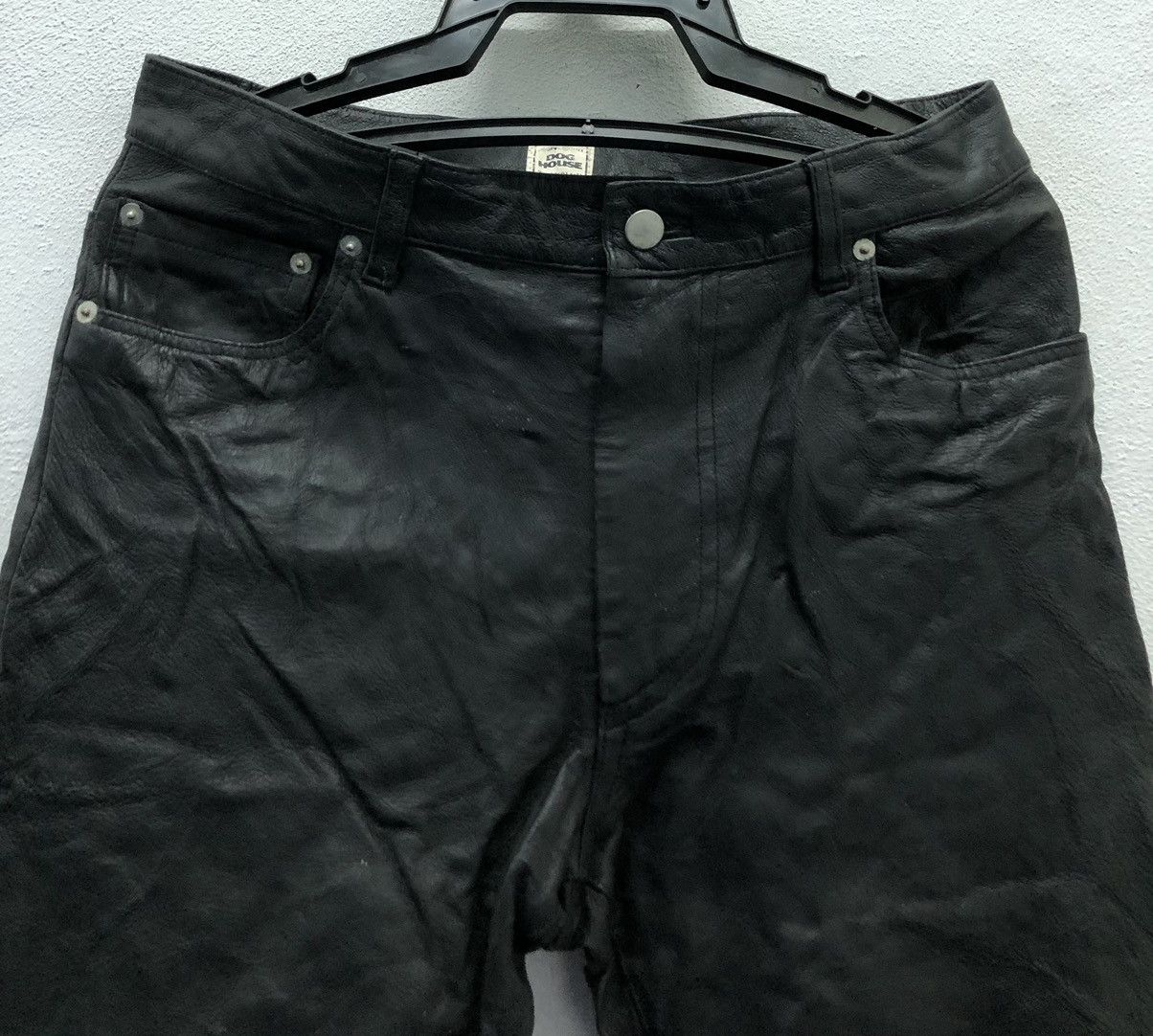 Japanese Brand Vintage Dog House Black Genuine Leather Pants Size US 31 - 3 Thumbnail