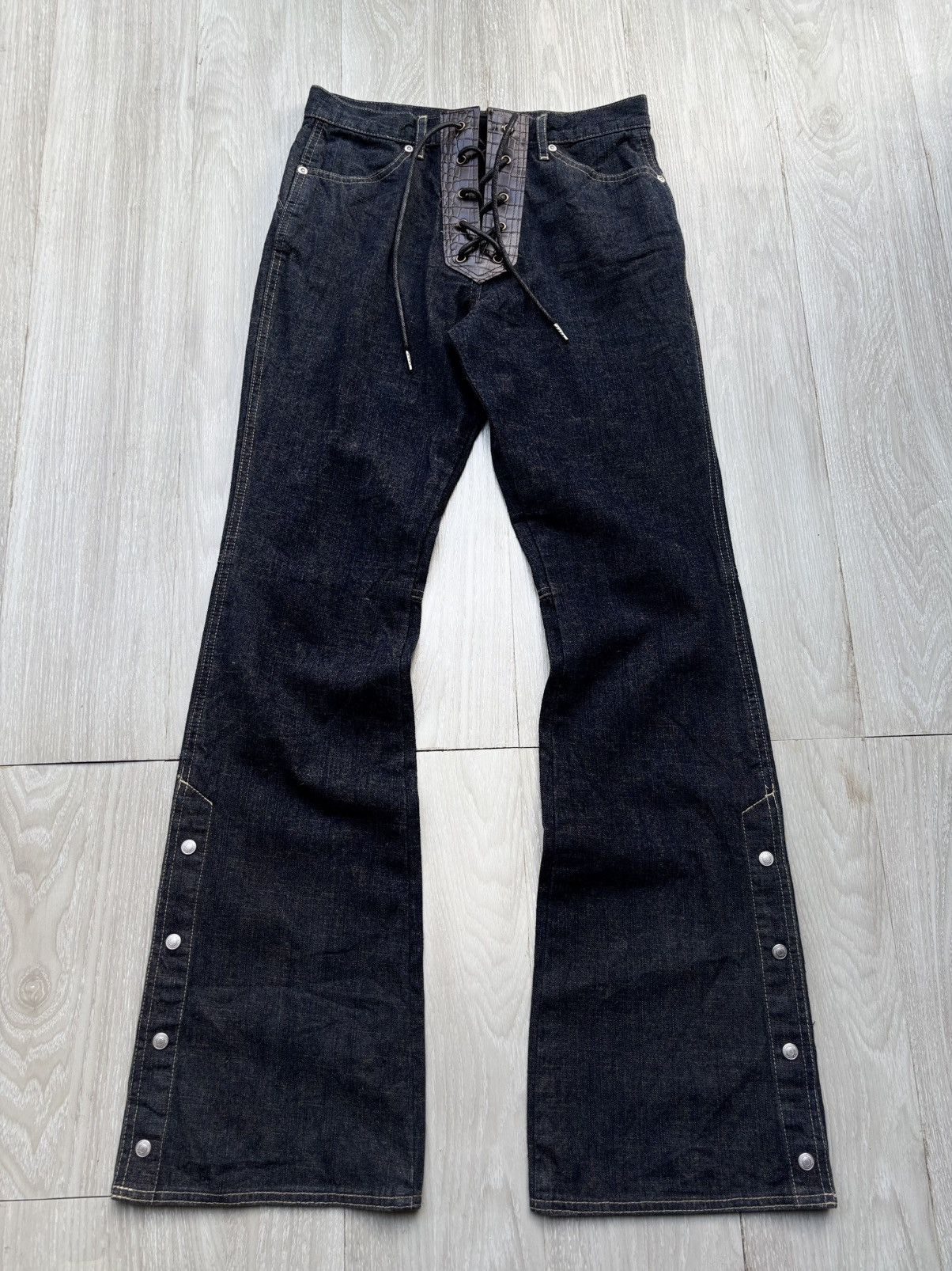 パンツ 00s LAGATE japanese label flare denim Japanese Brand VERTGARMENTS lace-up flare jeans | Grailed
