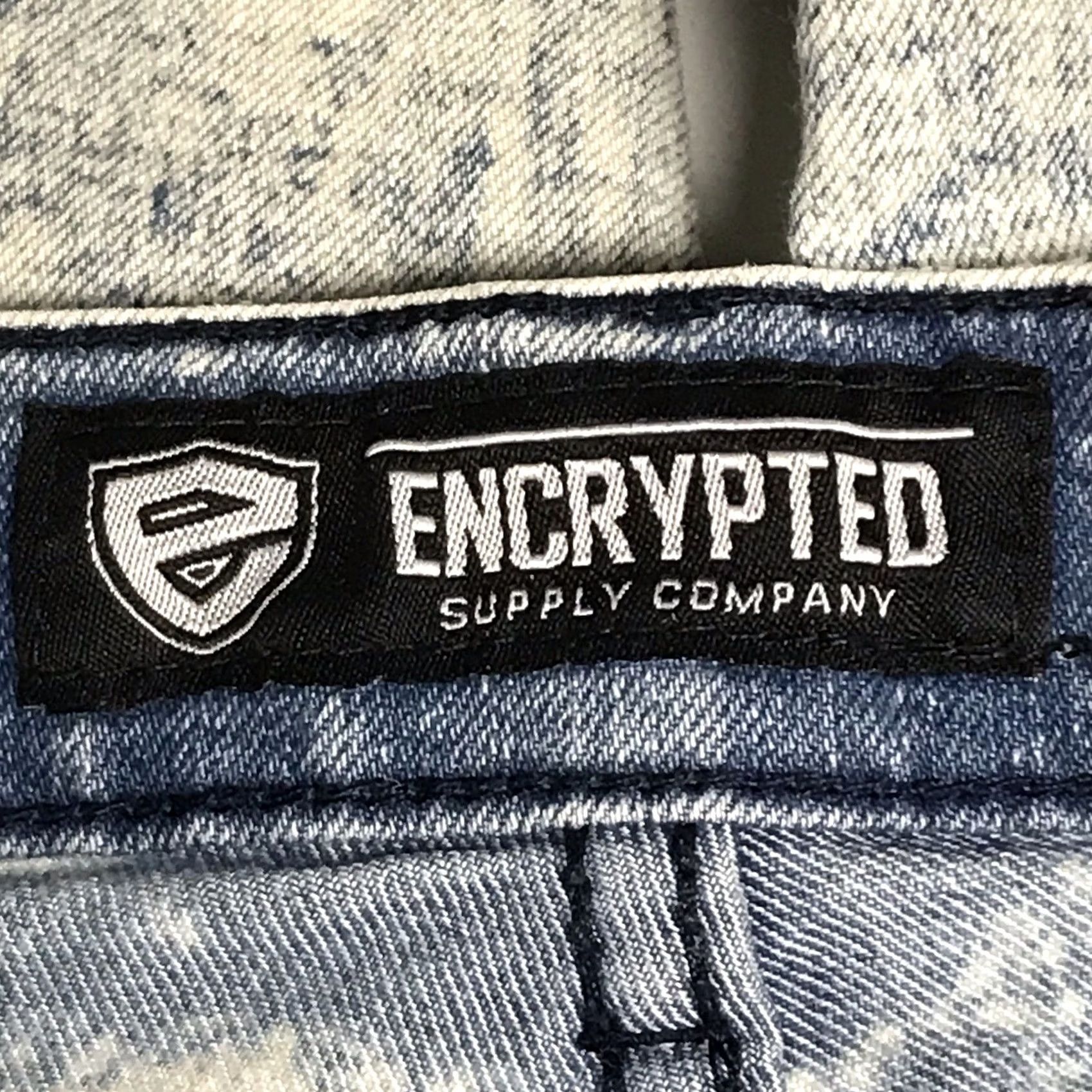 Denime Encrypted Men Jeans Skinny Denim Distressed Light Blue Acid Wash 32/32 5-Pocket 90s Grunge Hipster Rock Punk Slim Beltless? Size US 32 / EU 48 - 3 Thumbnail