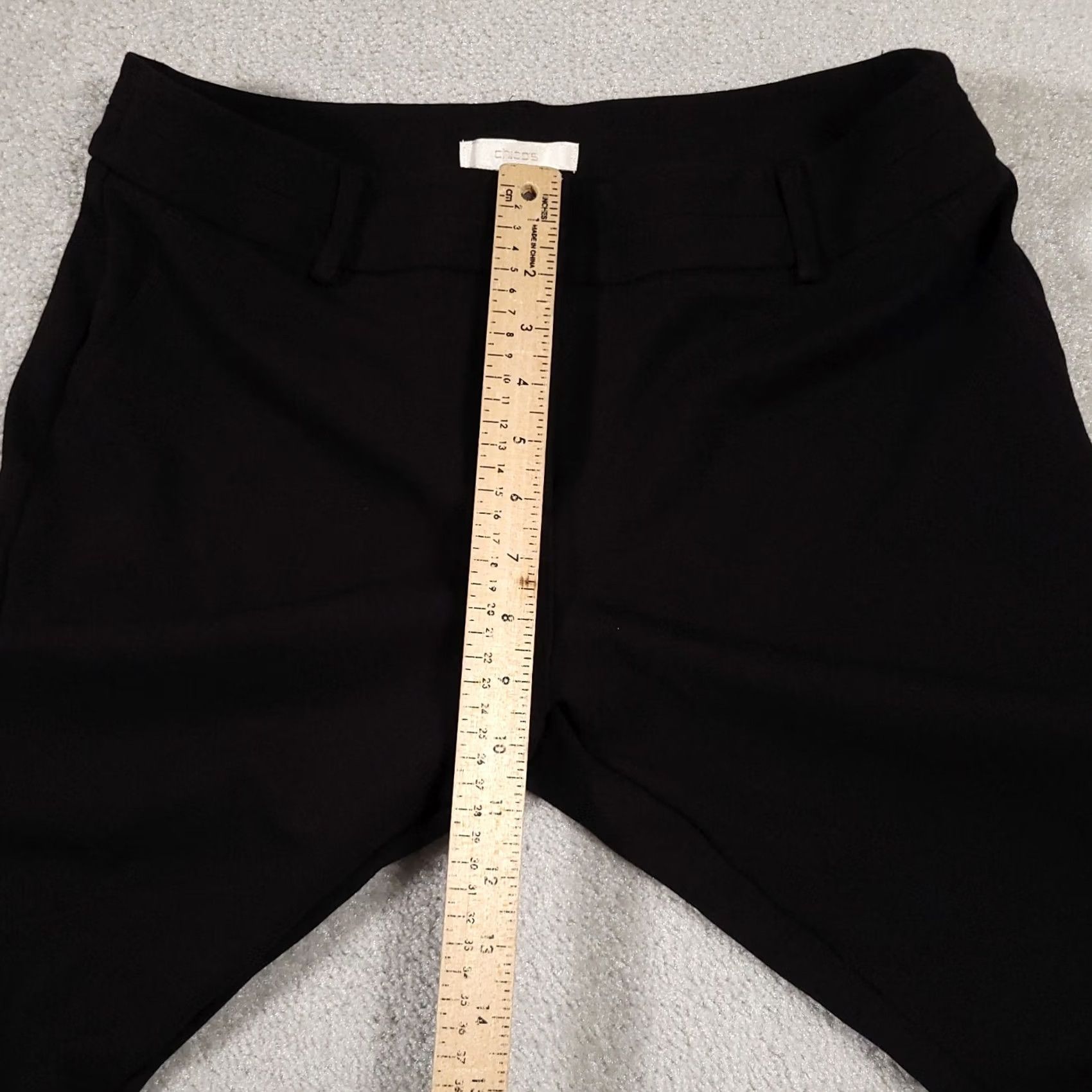 Vintage Chico's Pants Women's 10 Short Black Straight Stretch Ponte Chino 32X26 Size 32" / US 10 / IT 46 - 6 Thumbnail