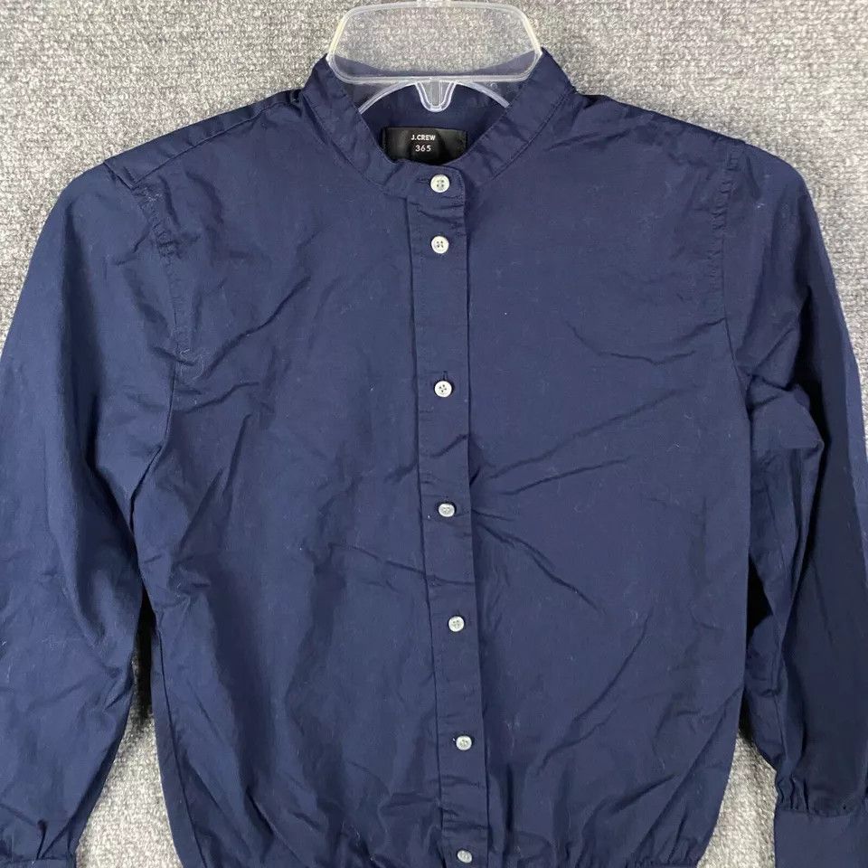 J.Crew J Crew Button Up Top 4P Women's Petite Long Sleeve Navy Blue Size S / US 4 / IT 40 - 2 Thumbnail