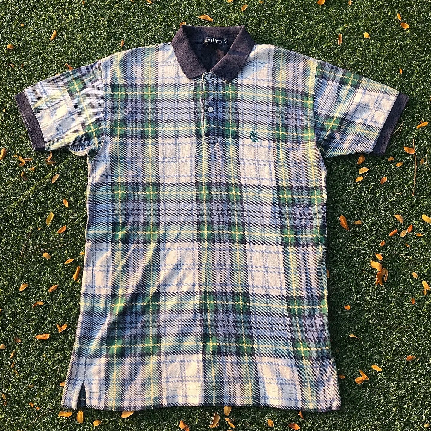 Nautica Vintage Nautica Green Plaid Tartan Polo Shirt Navy blue Size US M / EU 48-50 / 2 - 1 Thumbnail