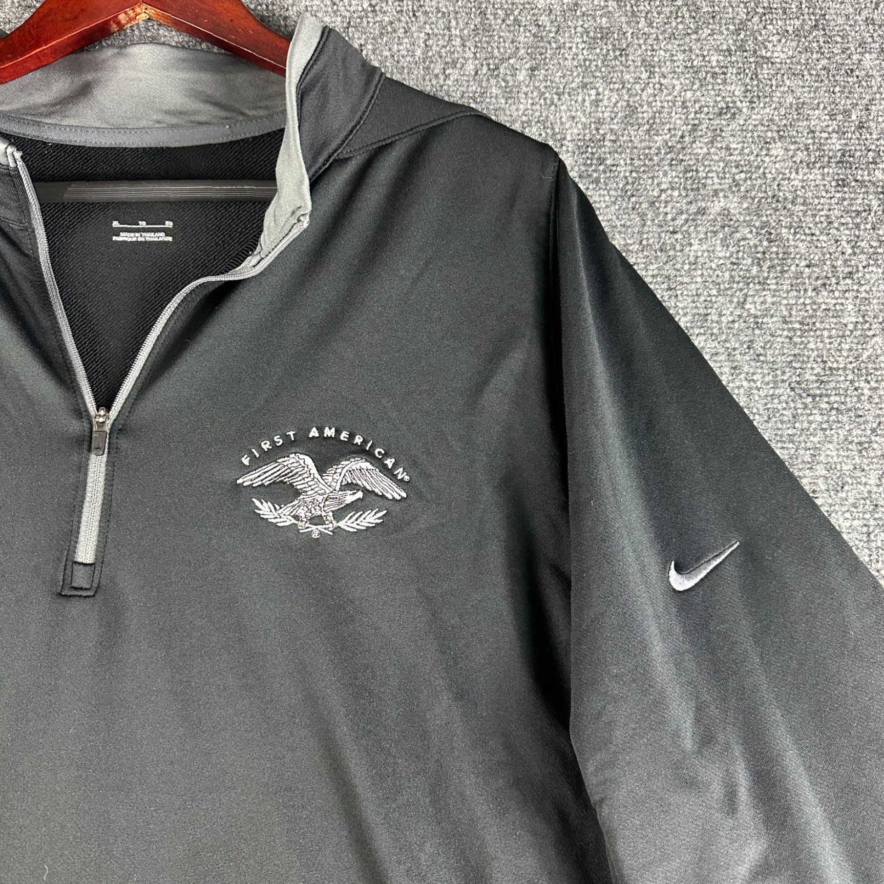 Nike Nike Mens XL 1/4 Zip Pullover Black Gray Stretch Long Sleeve Logo Casual Activewear Modern Classic Fit Regular Sleeves Men XL Black Size US XL / EU 56 / 4 - 3 Thumbnail