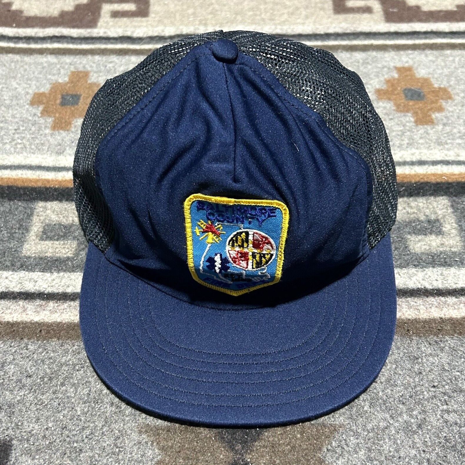 image of Department 5 Vintage Baltimore County Fire Department Mesh Trucker Hat 70's 80's Usa Made Patch in 