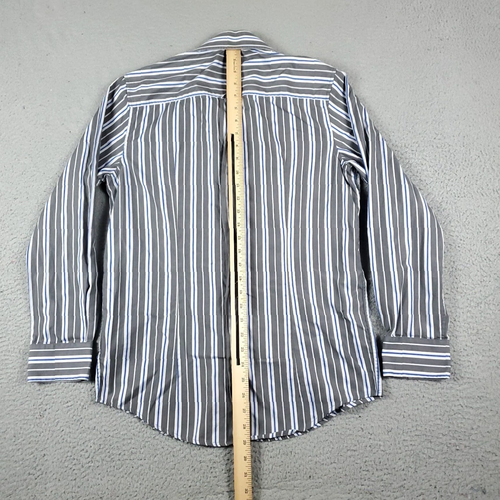 Vintage 7 Diamonds Shirt Mens Long Sleeve Button-Up Striped Gray Blue Cotton M Casual Preppy Classic Size US M / EU 48-50 / 2 - 4 Thumbnail