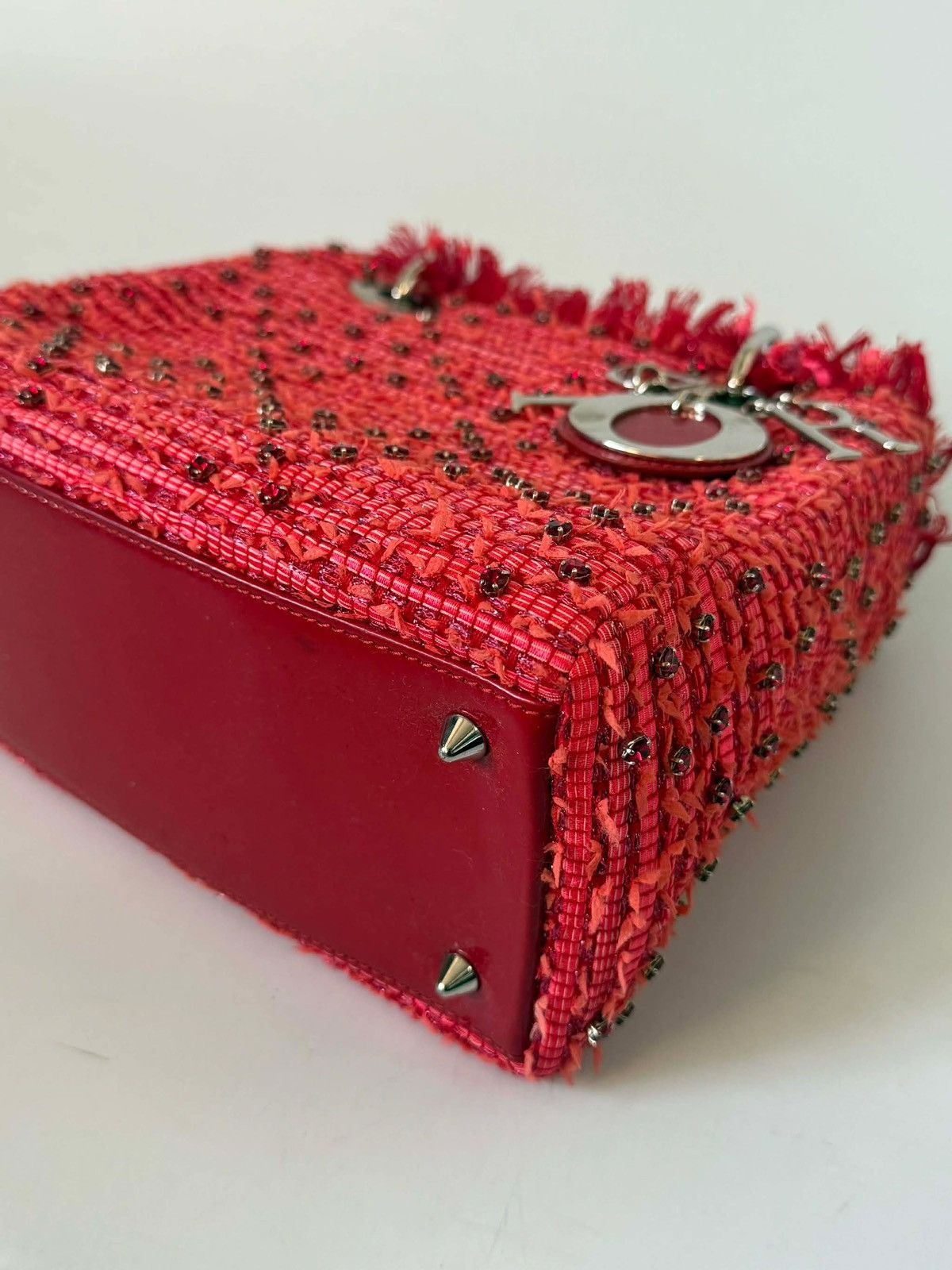 Dior Christian Dior 2012 Tweed Fringe Rhinestone Lady Dior Bag Size ONE SIZE - 6 Thumbnail