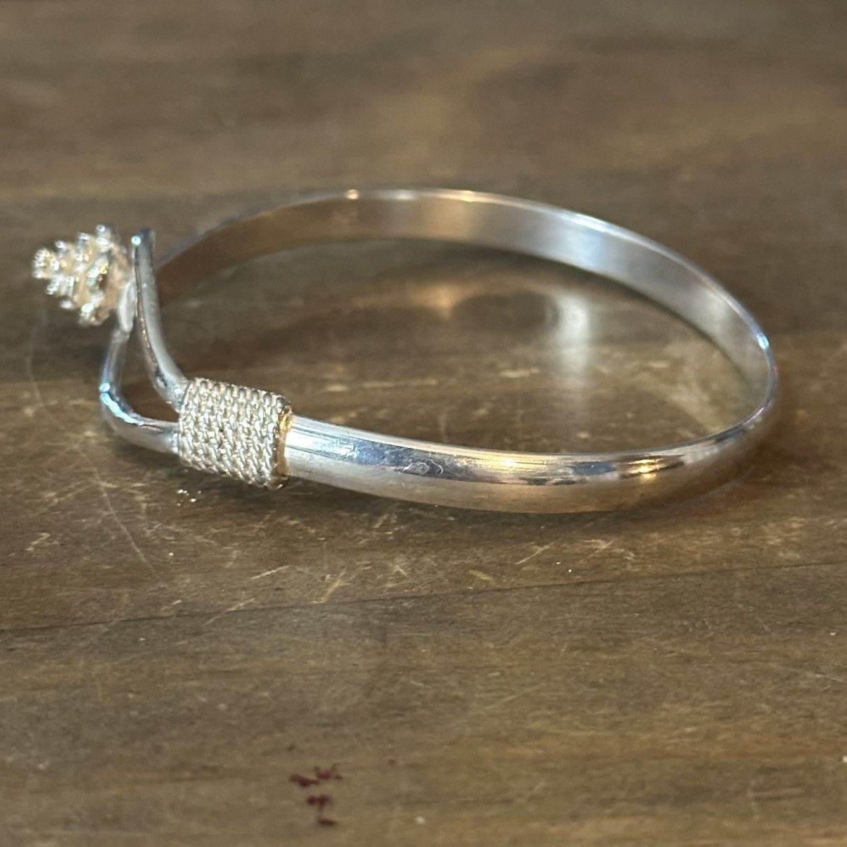 Vintage Vintage 925 silver rose and rope hook bangle bracelet Size ONE SIZE - 6 Thumbnail