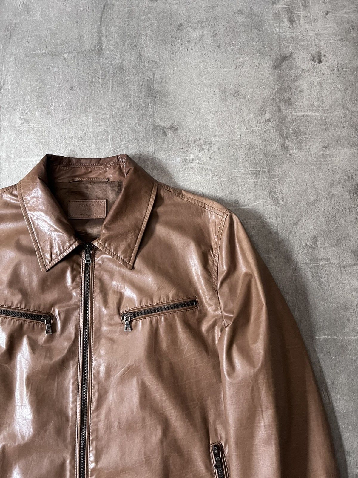 Prada Prada S/S 2006 brown soft lamb leather bomber jacket Size US L / EU 52-54 / 3 - 5 Thumbnail