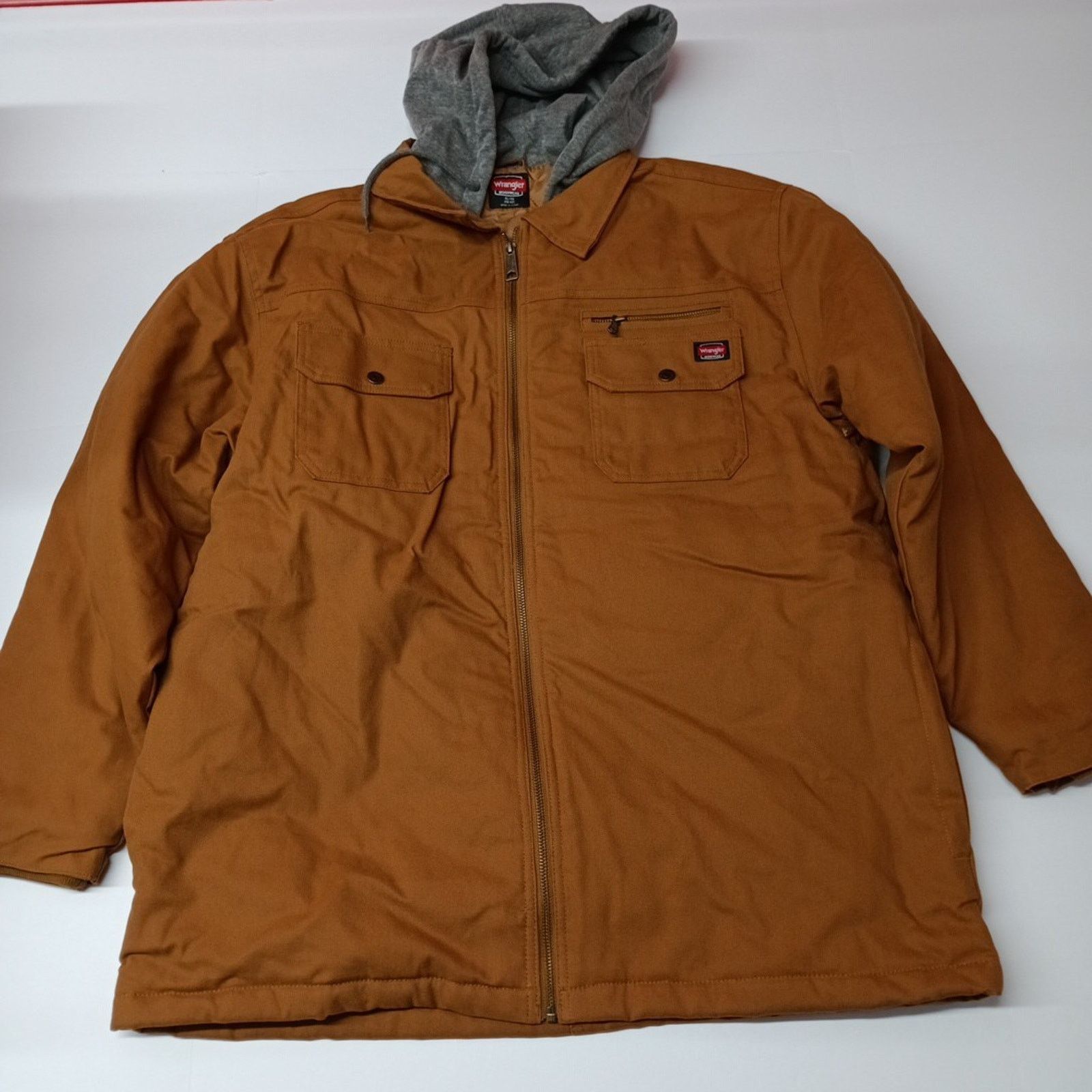 Wrangler Wrangler Jacket Quilt Lined Brown Men's XL Canvas Hooded Size US XL / EU 56 / 4 - 1 Thumbnail