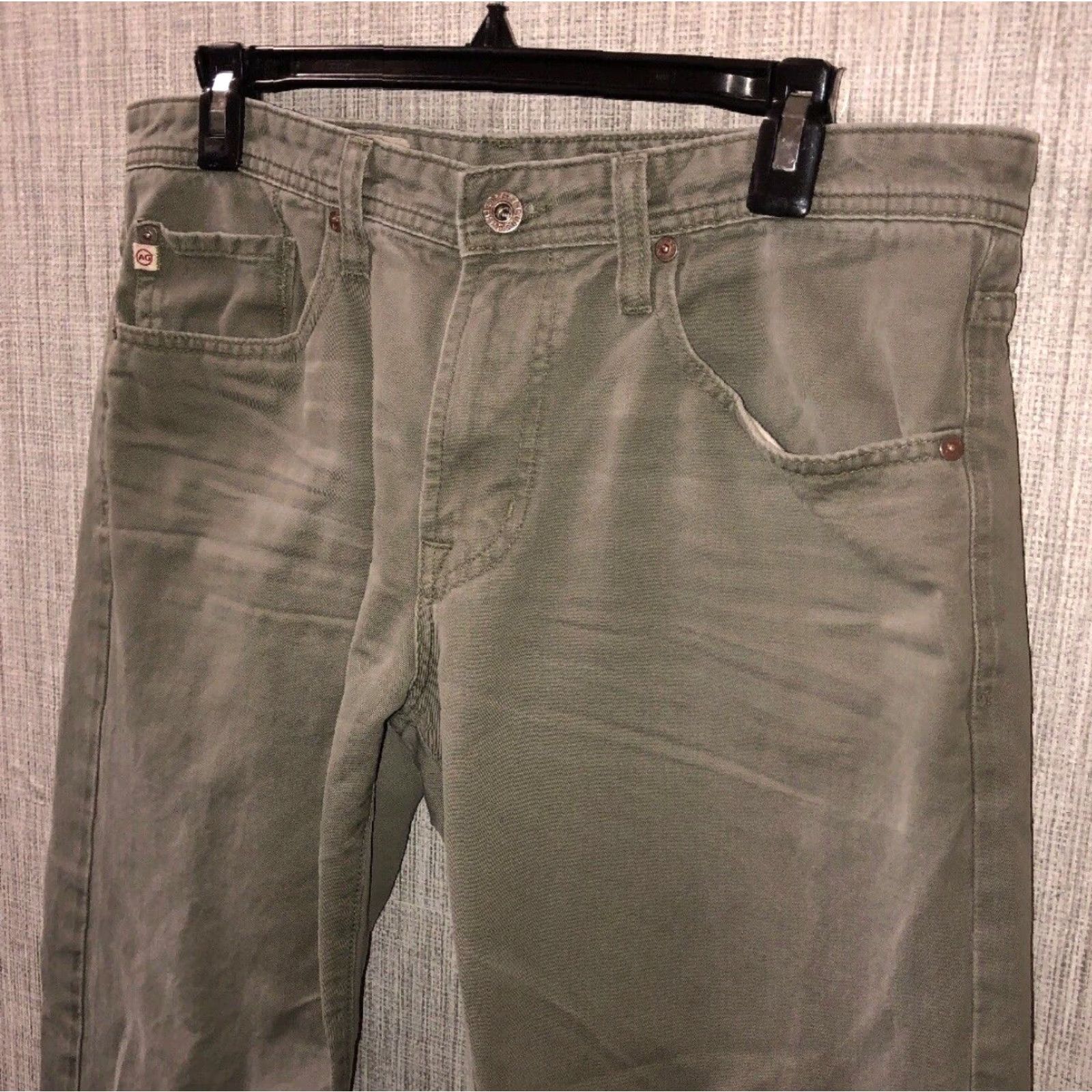 Vintage AG Adriano Goldschmied Casual Pants Mens Straight Leg Size 32 Green Size US 32 / EU 48 - 2 Thumbnail