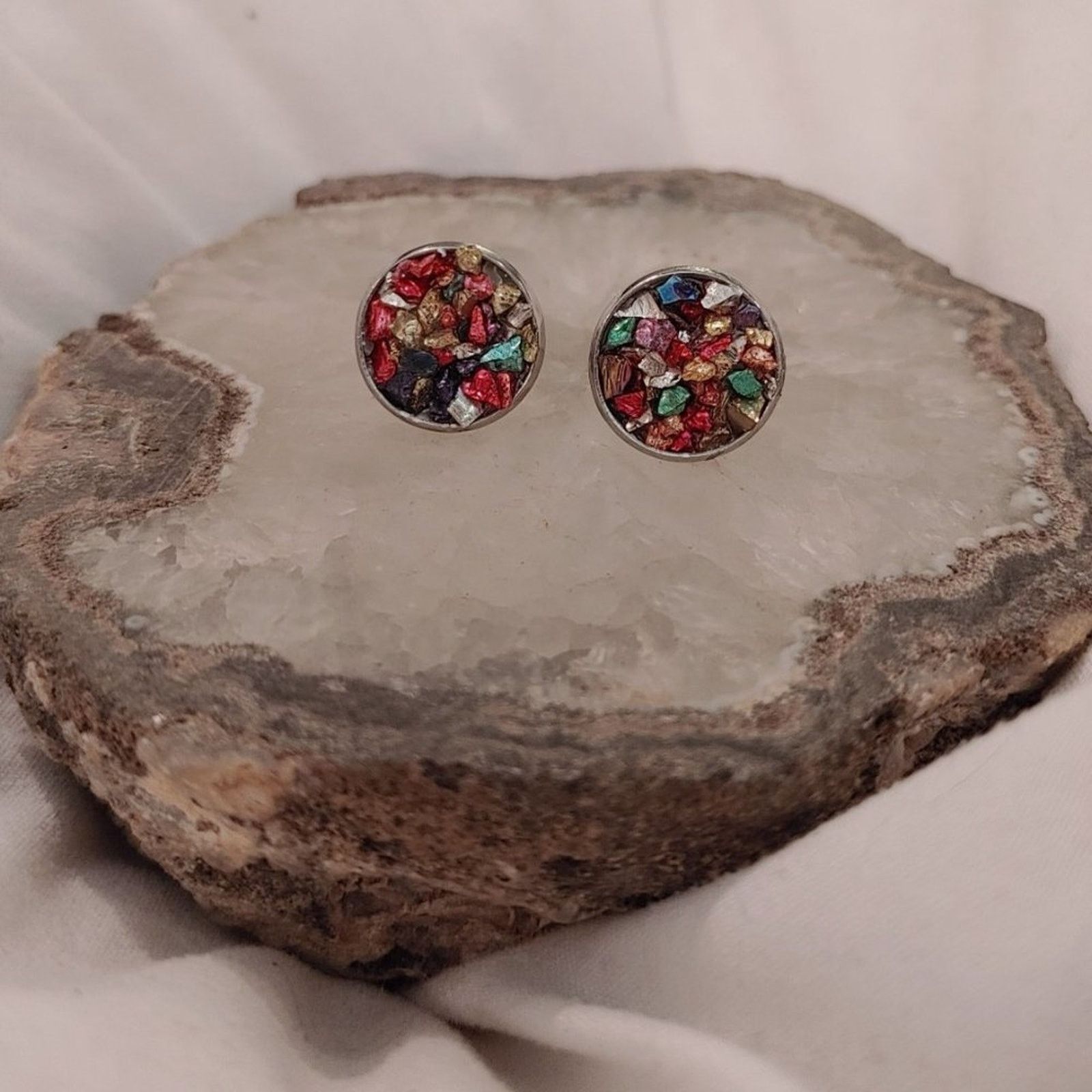 Other Crushed Mineral Stud Earrings Size ONE SIZE - 4 Thumbnail