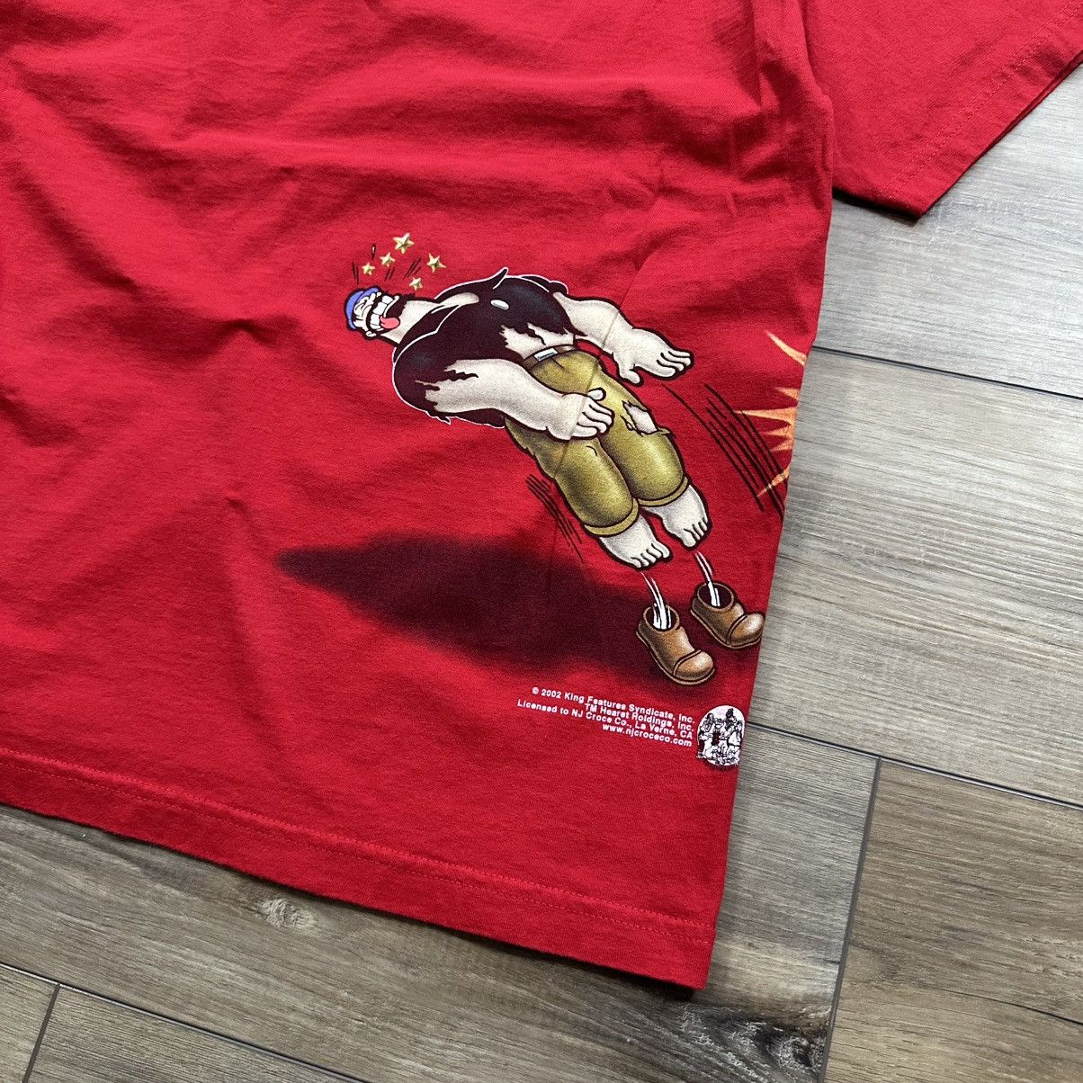 Alstyle Vintage 2002 Y2K Popeye vs Bluto Red Wrap Around Graphic Tee Size US XL / EU 56 / 4 - 8 Thumbnail