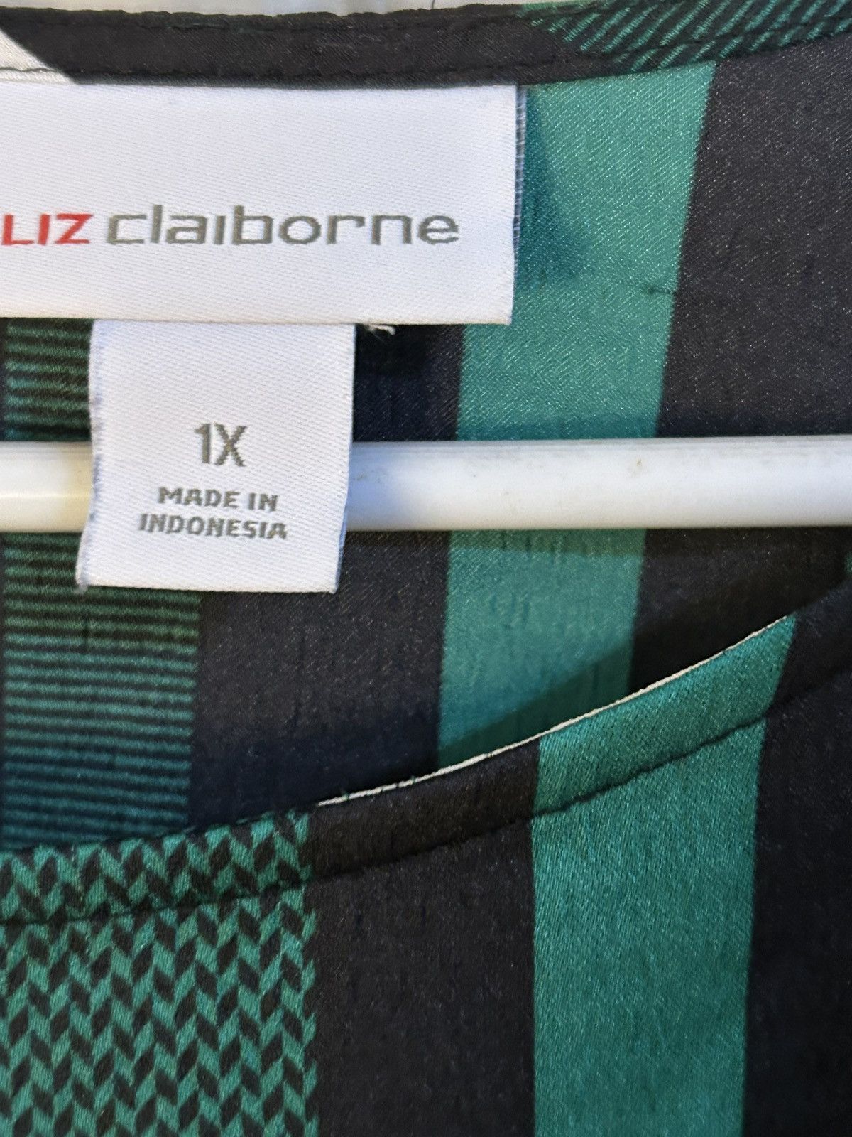 Liz Claiborne Liz Claiborne Bold Geometric Blouse Emerald & Black Size XL / US 12-14 / IT 48-50 - 6 Thumbnail