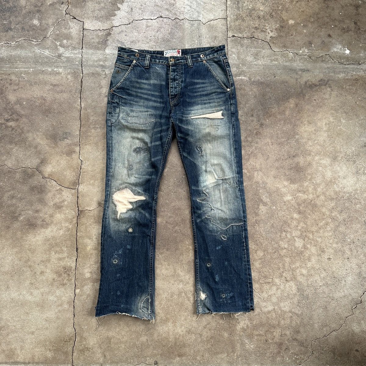 Blue Blood Blue Blood Japanese Denim Patchwork Distressed Pants Size US 34 / EU 50 - 1 Thumbnail