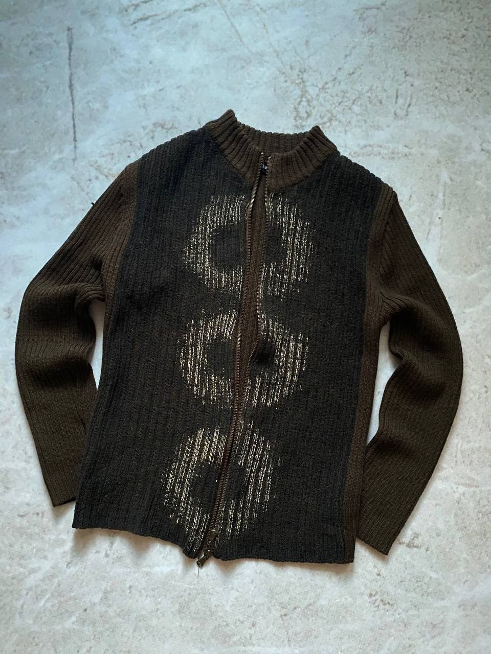 Japanese Brand × Vintage Vintage Avant Garde Faded Zip Up Knit Sweater Japanese Size US XL / EU 56 / 4 - 1 Thumbnail