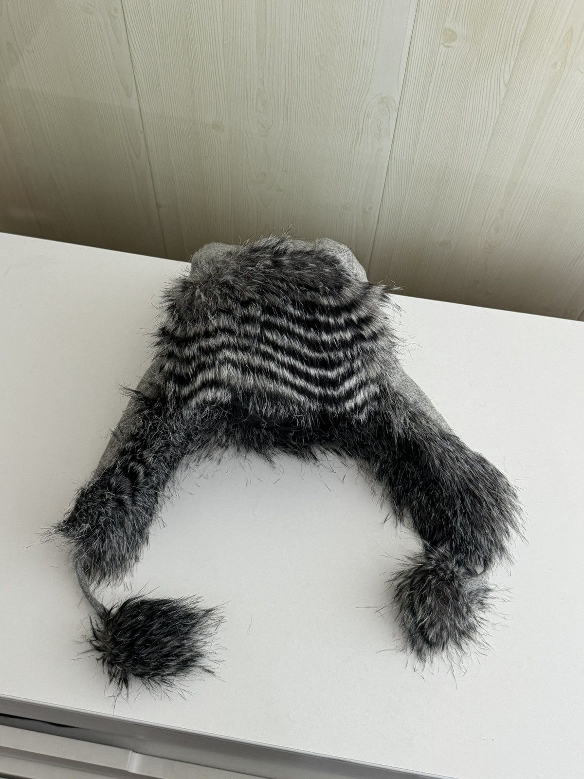 Japanese Brand Vintage Y2K fuzzy fur ushanka hat punk Japanese mohair Size ONE SIZE - 3 Thumbnail