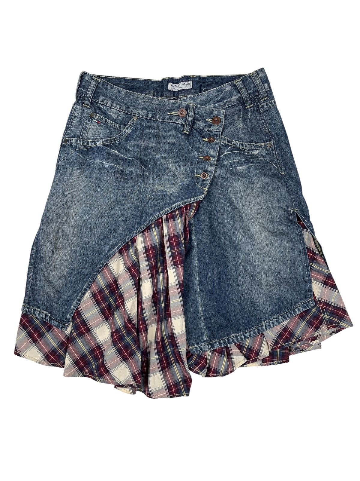 Tommy Hilfiger × Vintage Vintage y2k Tommy Hilfiger Deconstructed Denim Skirt Size 34" / US 12 / IT 48 - 1 Thumbnail