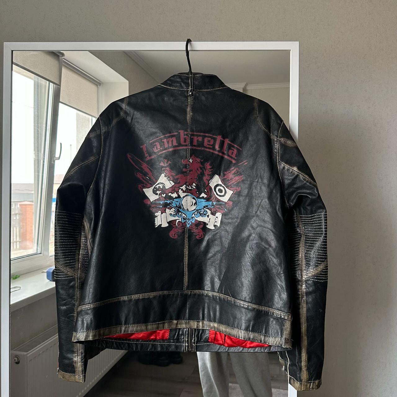 Vintage Lambretta Vintage Big Logo Avant Garde Leather jacket Grailed