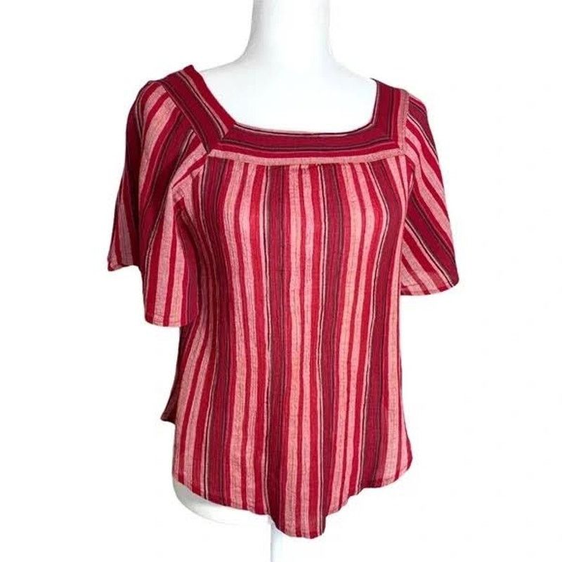 Target Basics Universal Thread | Women's Boho Square Neck Stripe Top | Med Size M / US 6-8 / IT 42-44 - 4 Thumbnail