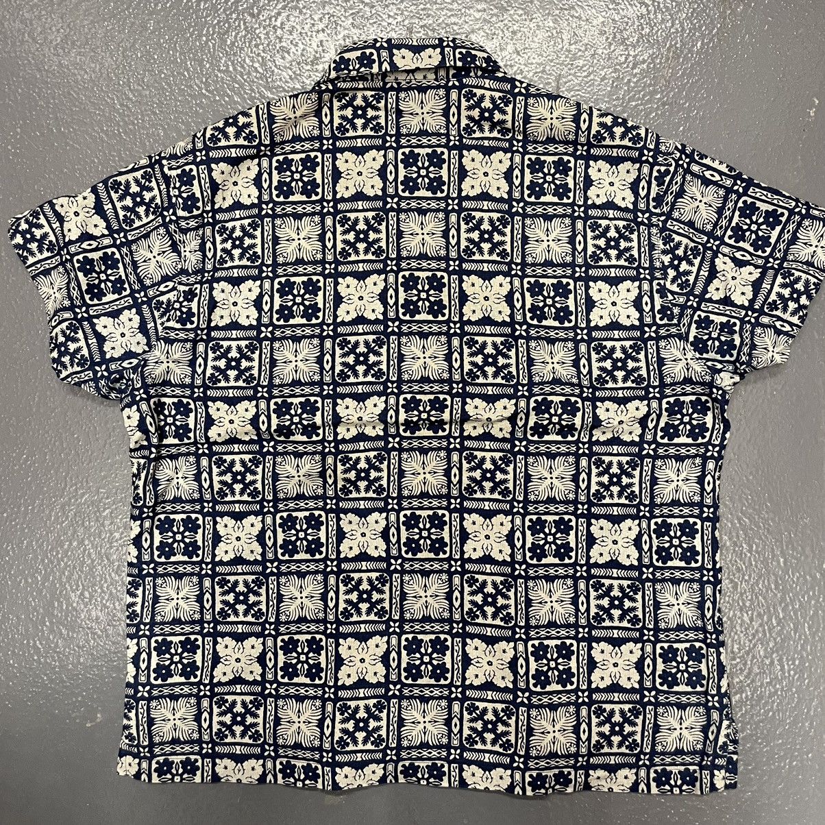 Shuttle Notes Master Cloth Indigo Floral Block Print Shirt Camp Collar Size US L / EU 52-54 / 3 - 10 Thumbnail